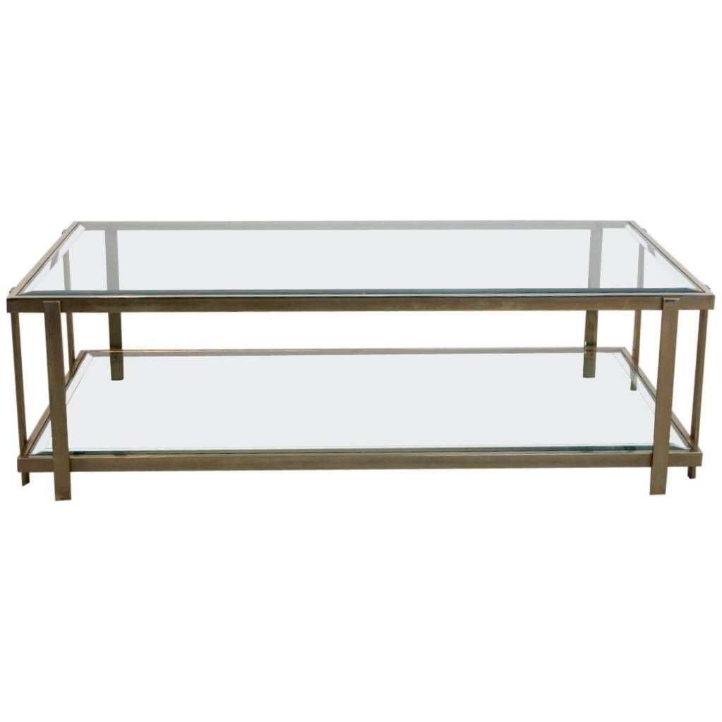French Bronze And Glass Two Tier Coffee Table At 1stdibs Regarding Bronze And Glass Coffee Tables (Photo 3 of 30)