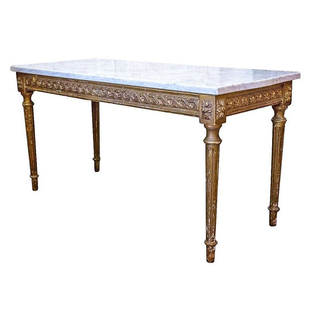 French Louis Xvi Style Gilded Coffee Table With Marble Top For Throughout French Style Coffee Tables (View 16 of 30)