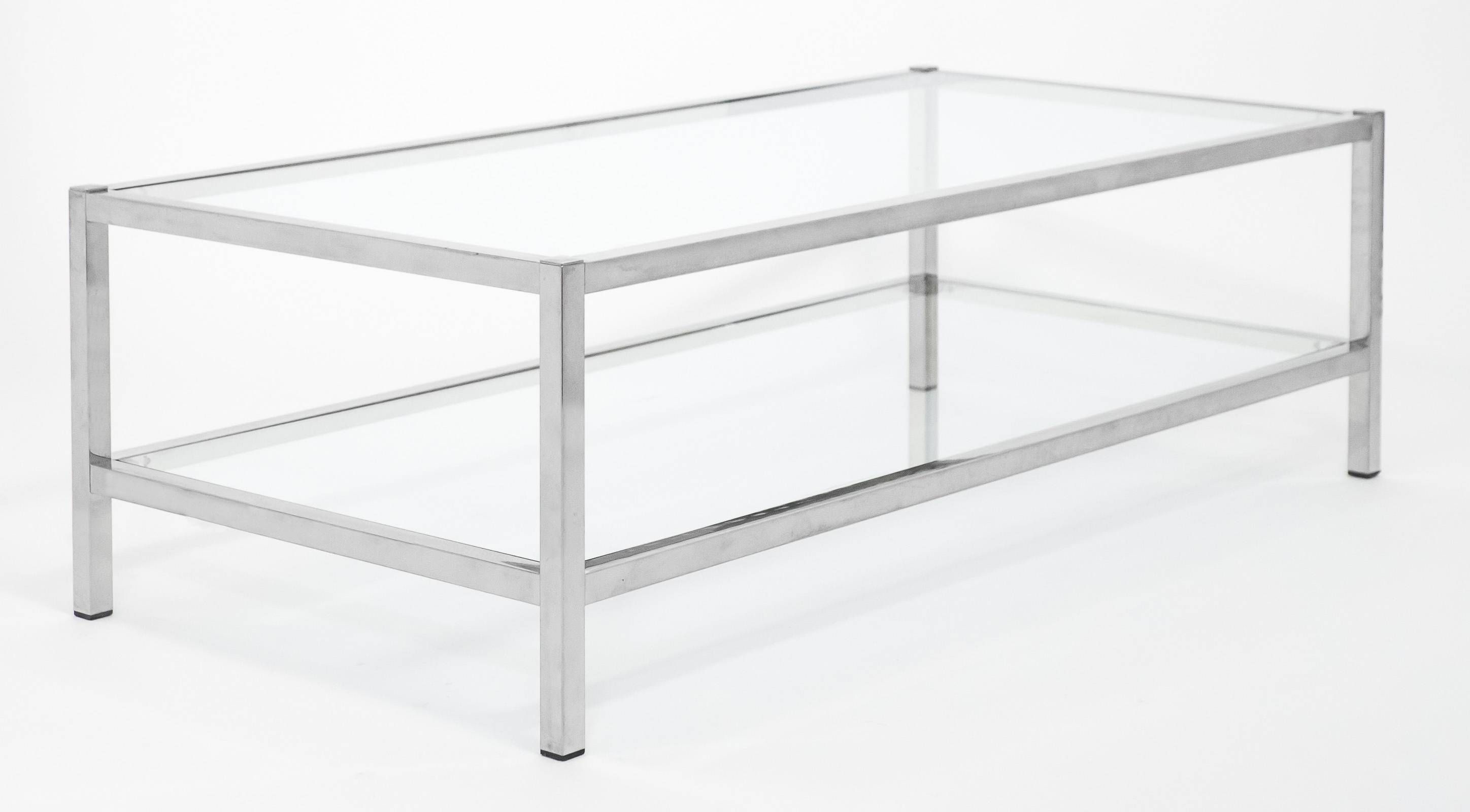 French Vintage Chrome And Glass Coffee Table – Jean Marc Fray With Regard To Chrome And Glass Coffee Tables (View 18 of 30)
