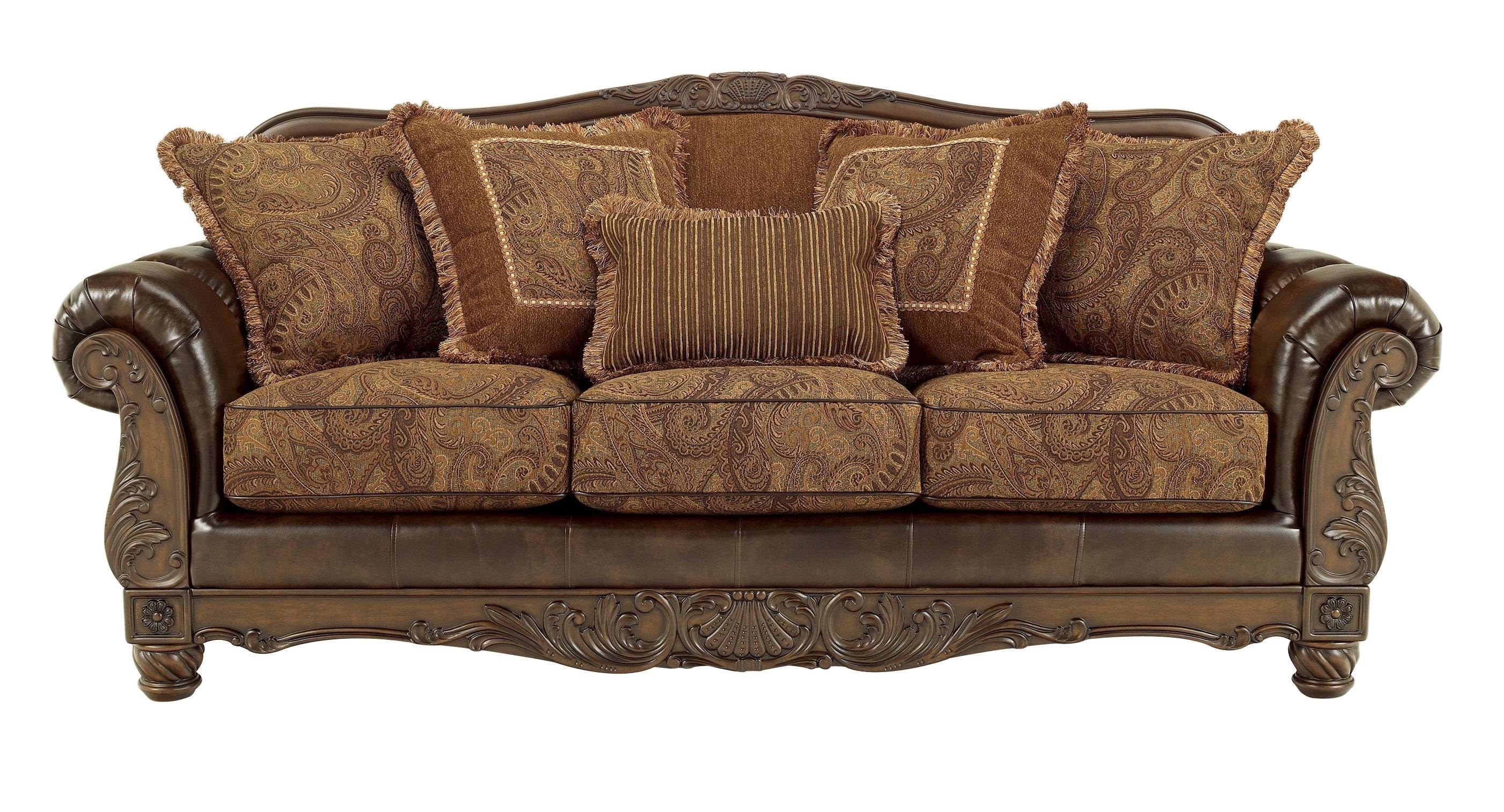 Fresco Durablend Traditional Antique Fabric Sofa | Living Rooms For Antique Sofa Chairs (View 1 of 30)