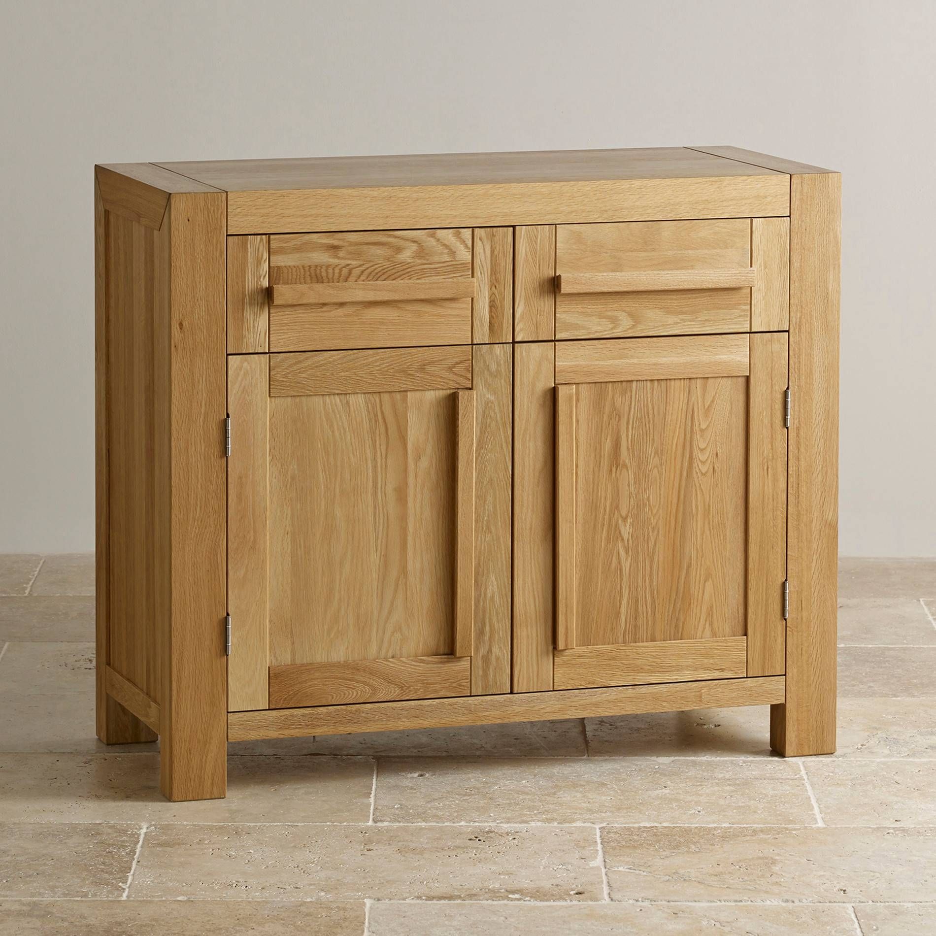 Fresco Natural Solid Oak Small Sideboard | Oak Furniture Land Regarding Oak Sideboards (View 6 of 30)