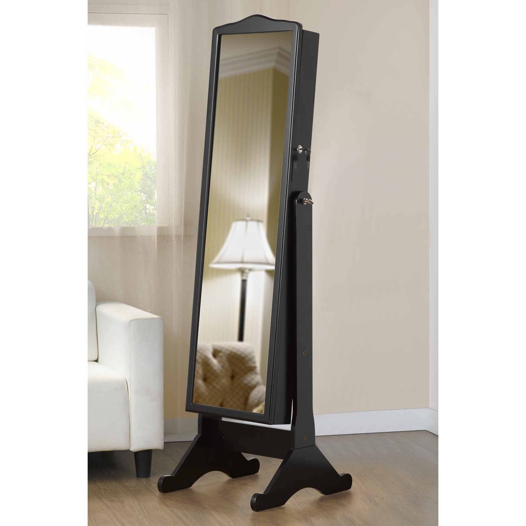 Full Length Mirror With Jewelry Storage, Black – Walmart With Long Length Mirrors (View 13 of 25)