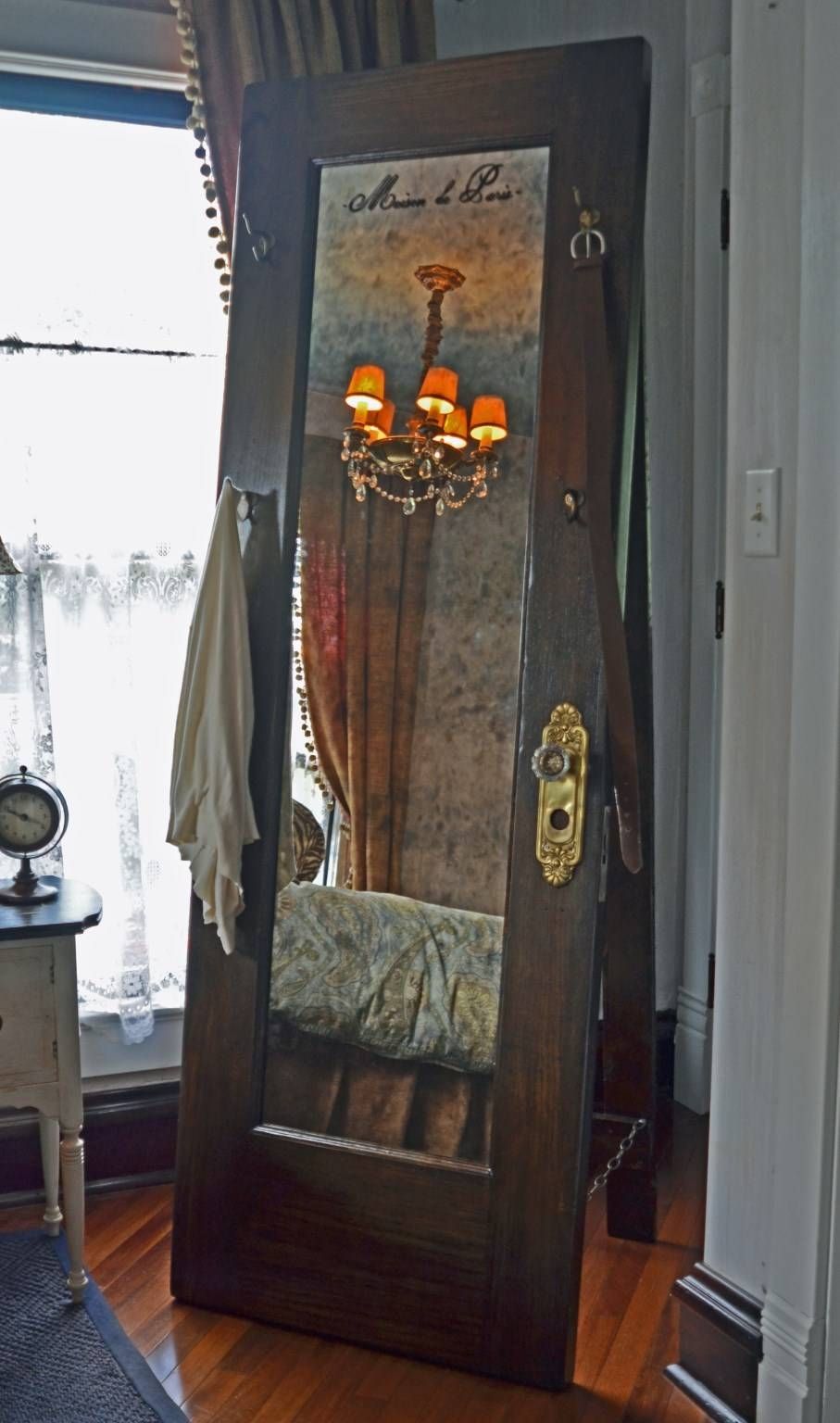 Full Length Standing Mirror – Vintage Door Standing Mirror With Hooks With Full Length Vintage Standing Mirrors (View 2 of 25)