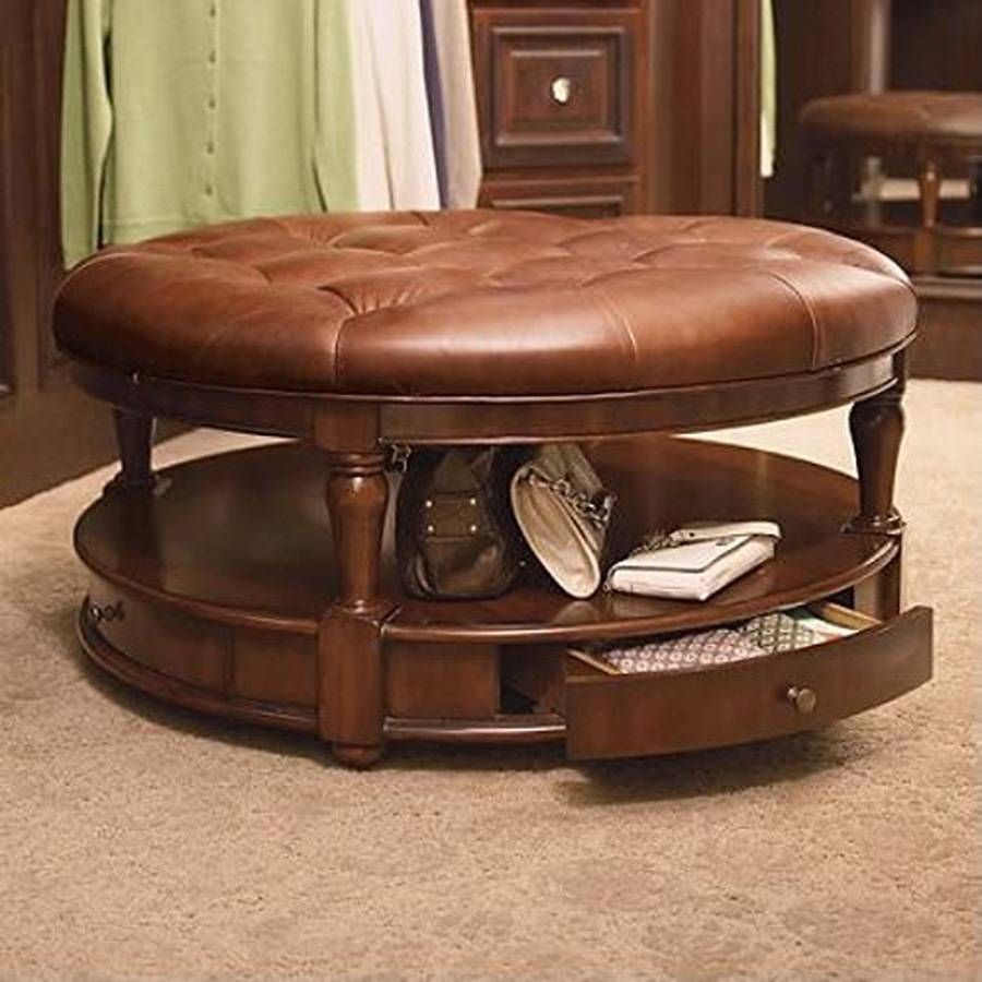 Furniture: Amazing Round Storage Ottoman For Home Furniture Ideas Inside Square Coffee Tables With Storage Cubes (View 22 of 31)