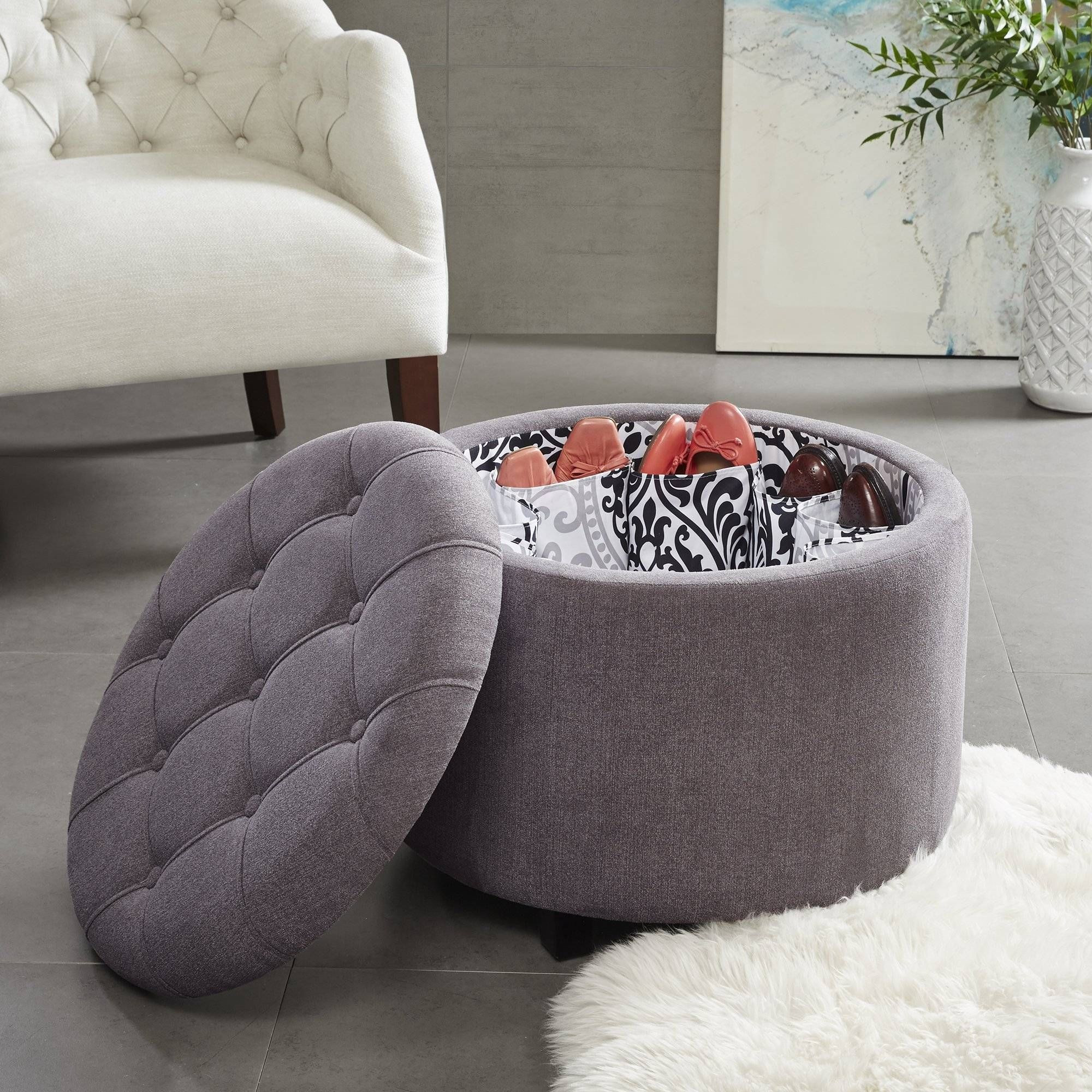 Furniture: Beautiful Blue Storage Ottoman For Living Room Design Within Animal Print Ottoman Coffee Tables (View 9 of 30)