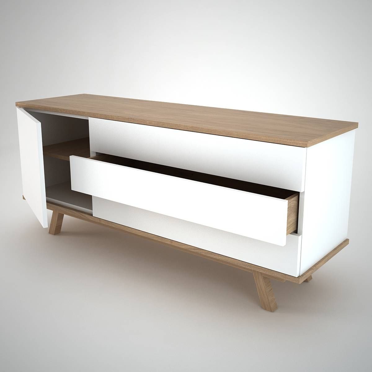 Furniture: Beautiful Profile Modern Sideboard For Living Room In White And Wood Sideboards (Photo 5 of 30)