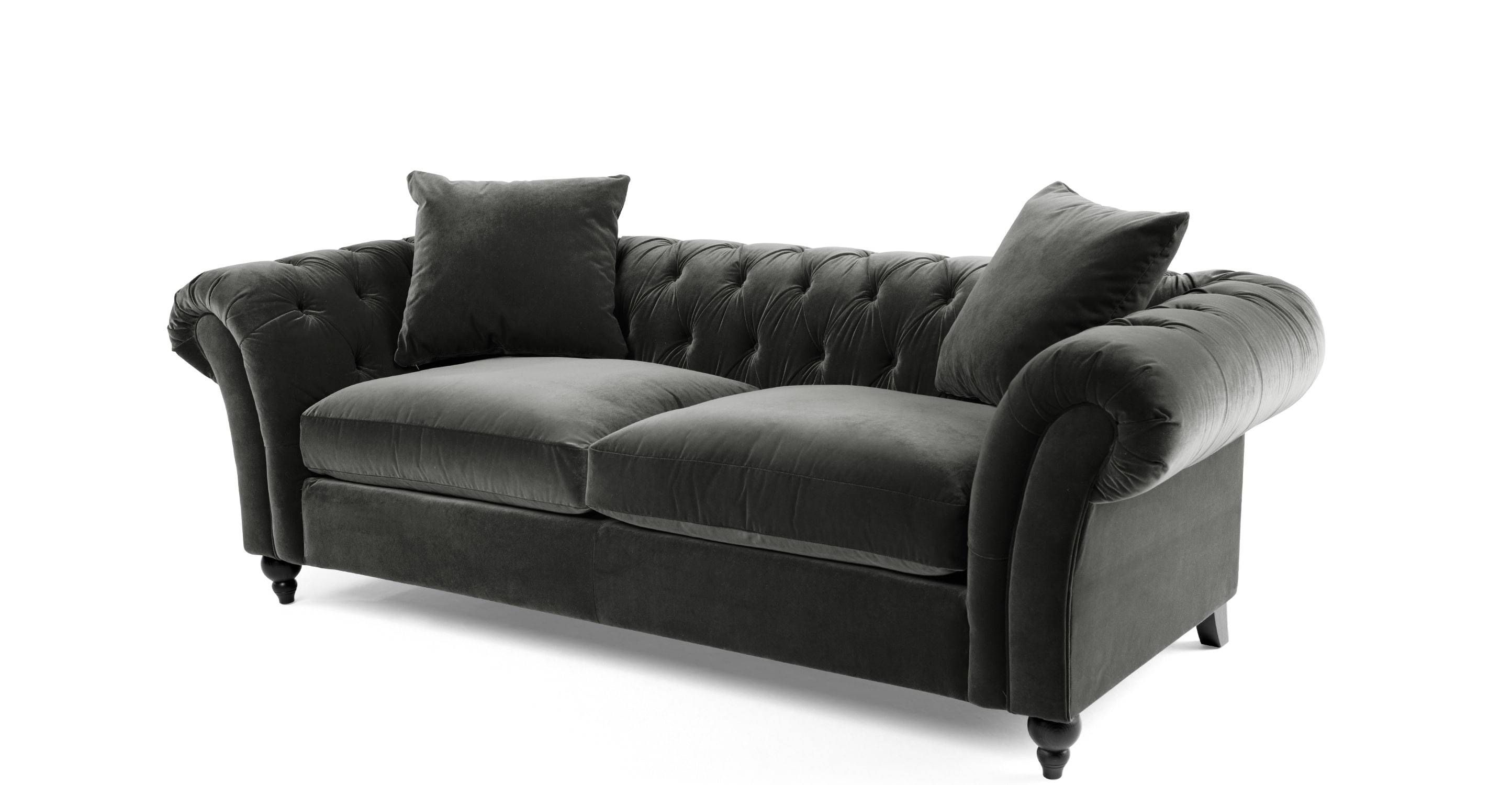 Furniture: Breathtaking Grey Velvet Sofa For Charming Home With Black Velvet Sofas (View 13 of 30)