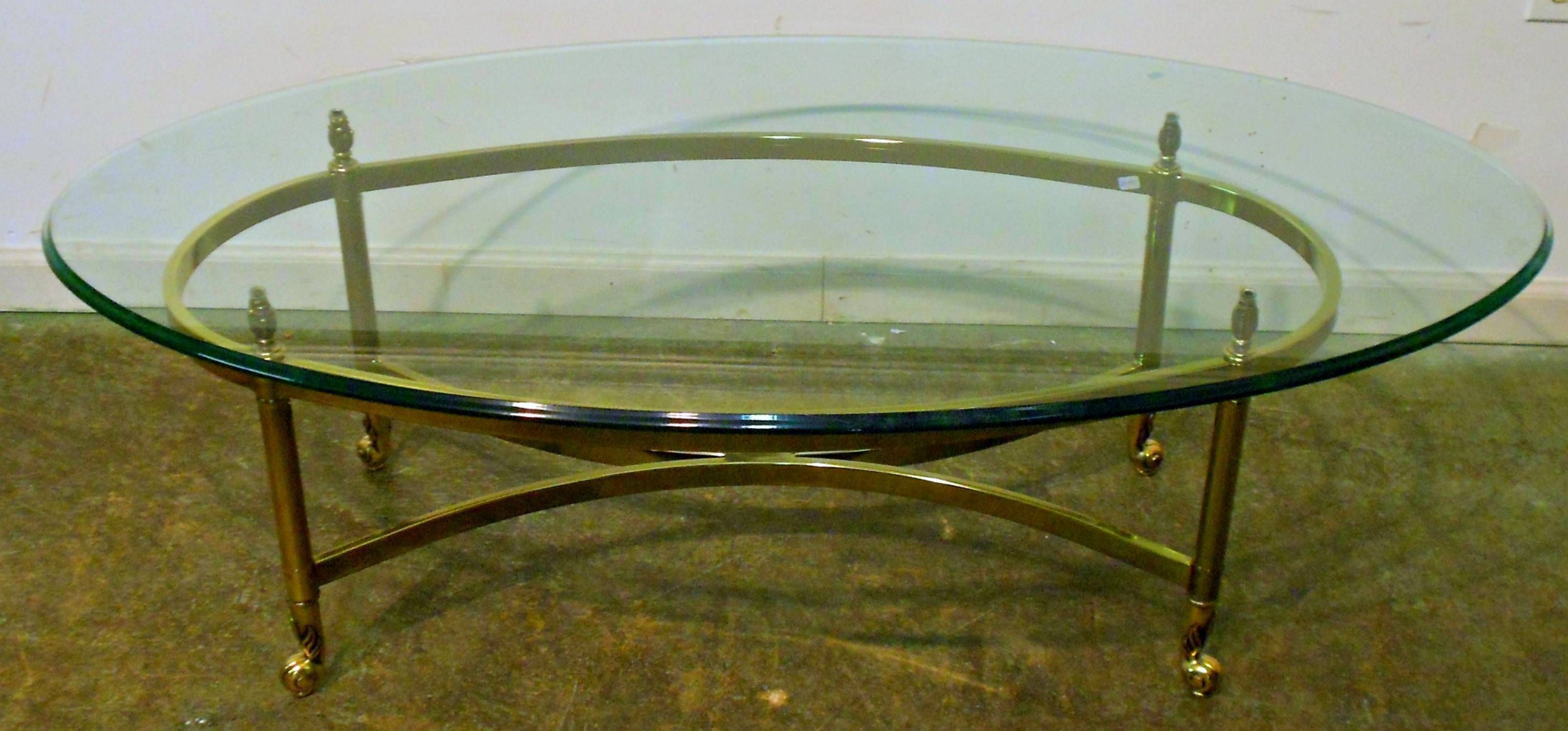 Furniture: Creative Minimalist Small Oval Coffee Table For Living Regarding Antique Brass Glass Coffee Tables (View 6 of 37)