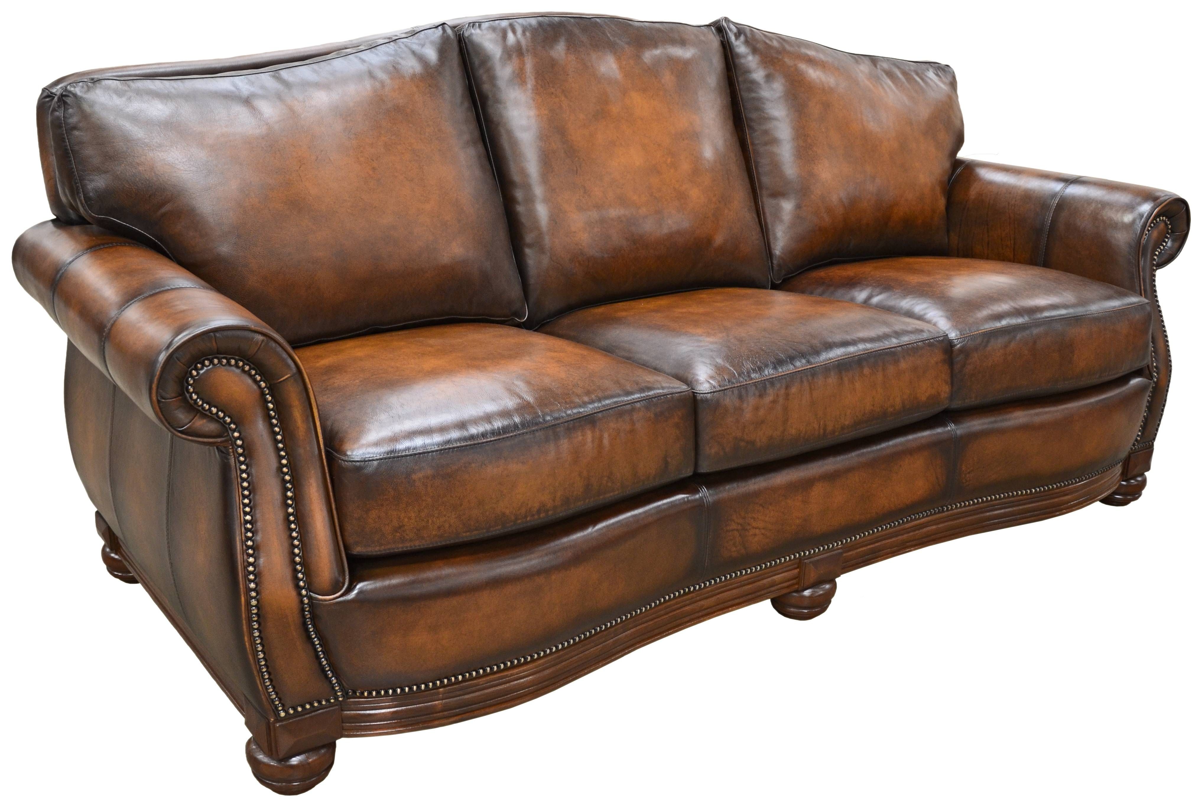 Furniture: Elegant Full Grain Leather Sofa For Luxury Living Room With Regard To Aniline Leather Sofas (View 10 of 30)