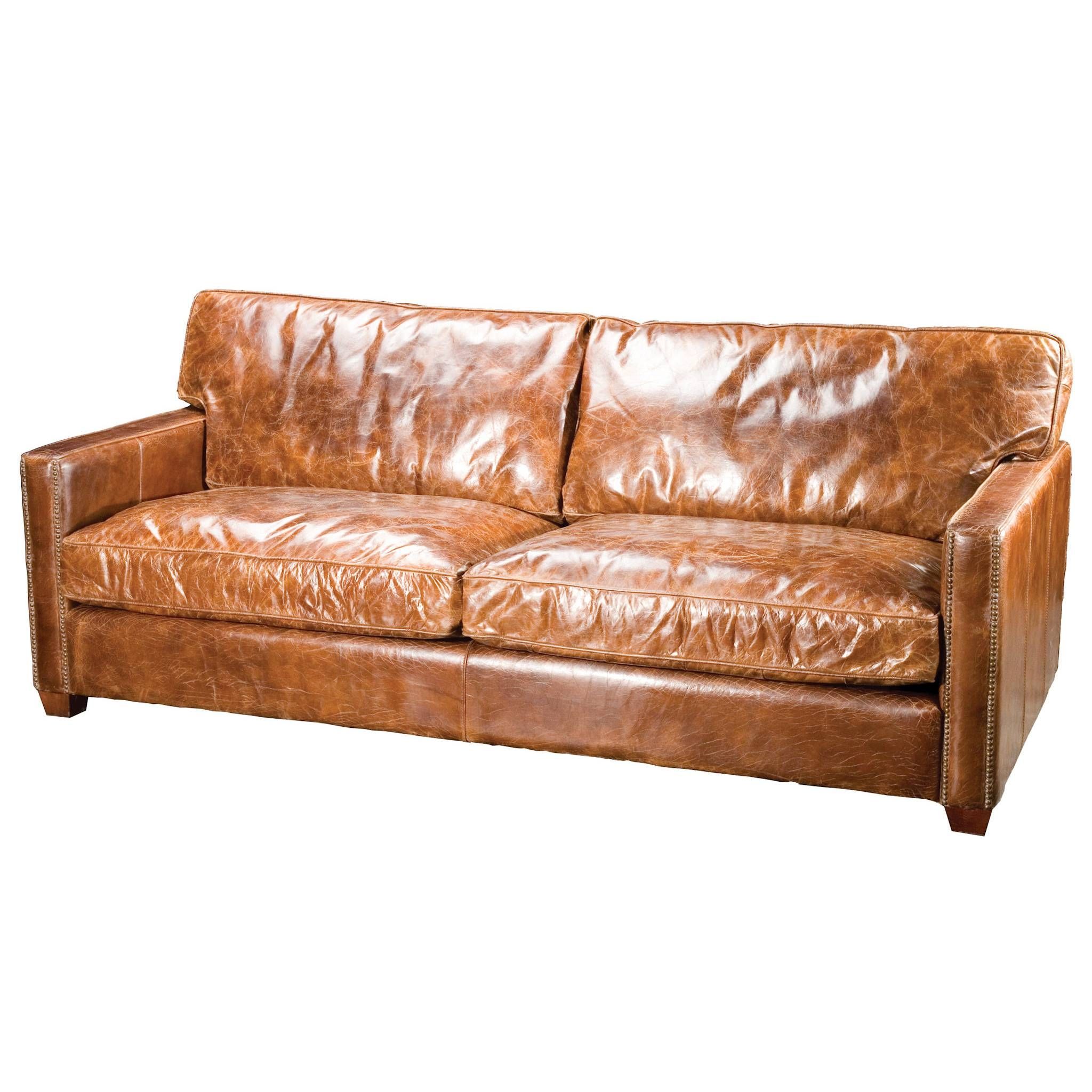 Furniture: Elegant Full Grain Leather Sofa For Luxury Living Room Within Full Grain Leather Sofas (Photo 4 of 30)