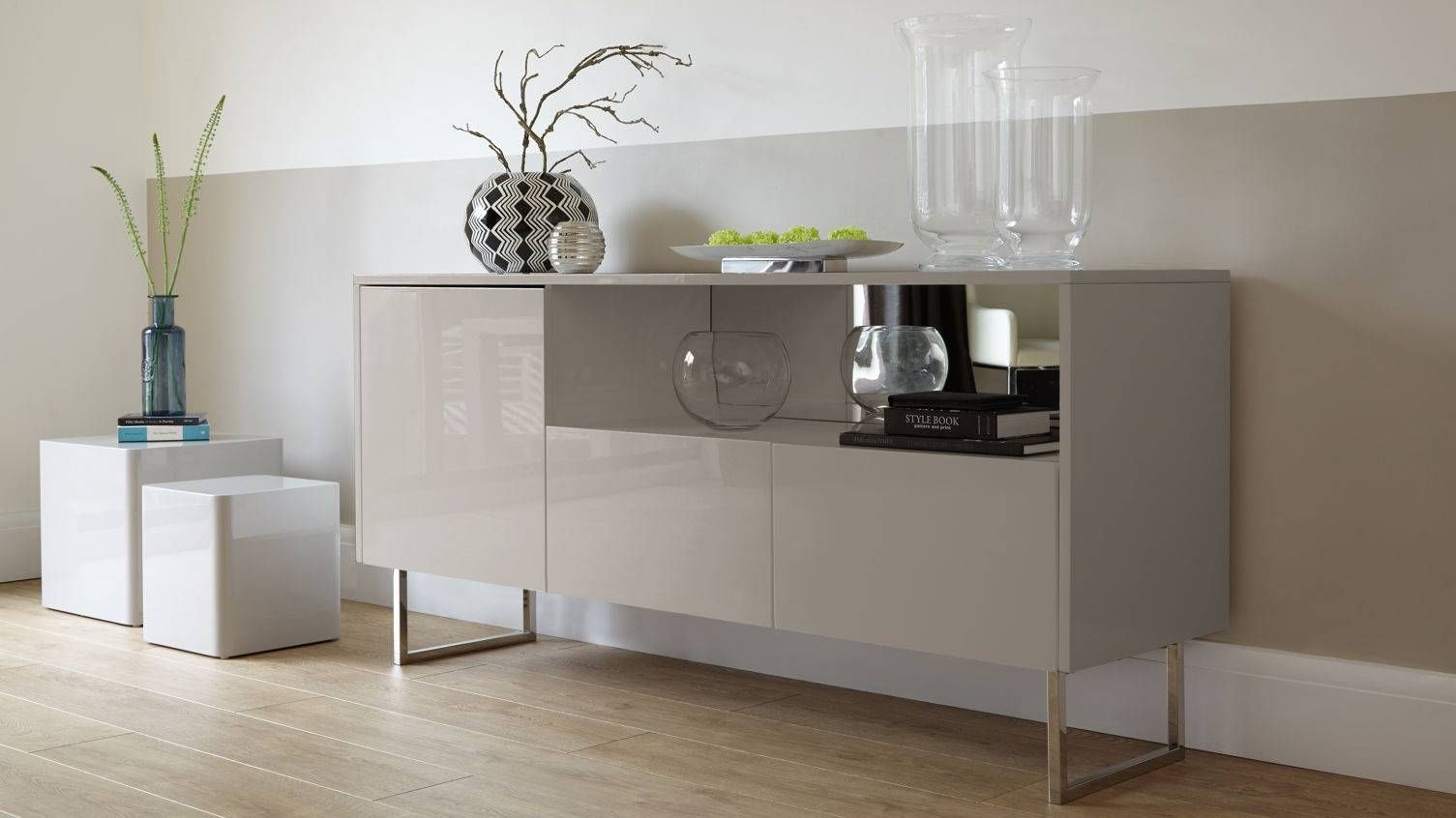 Furniture: Elegant Living Room Storage Design With Cool Modern In Grey Wood Sideboards (View 25 of 30)