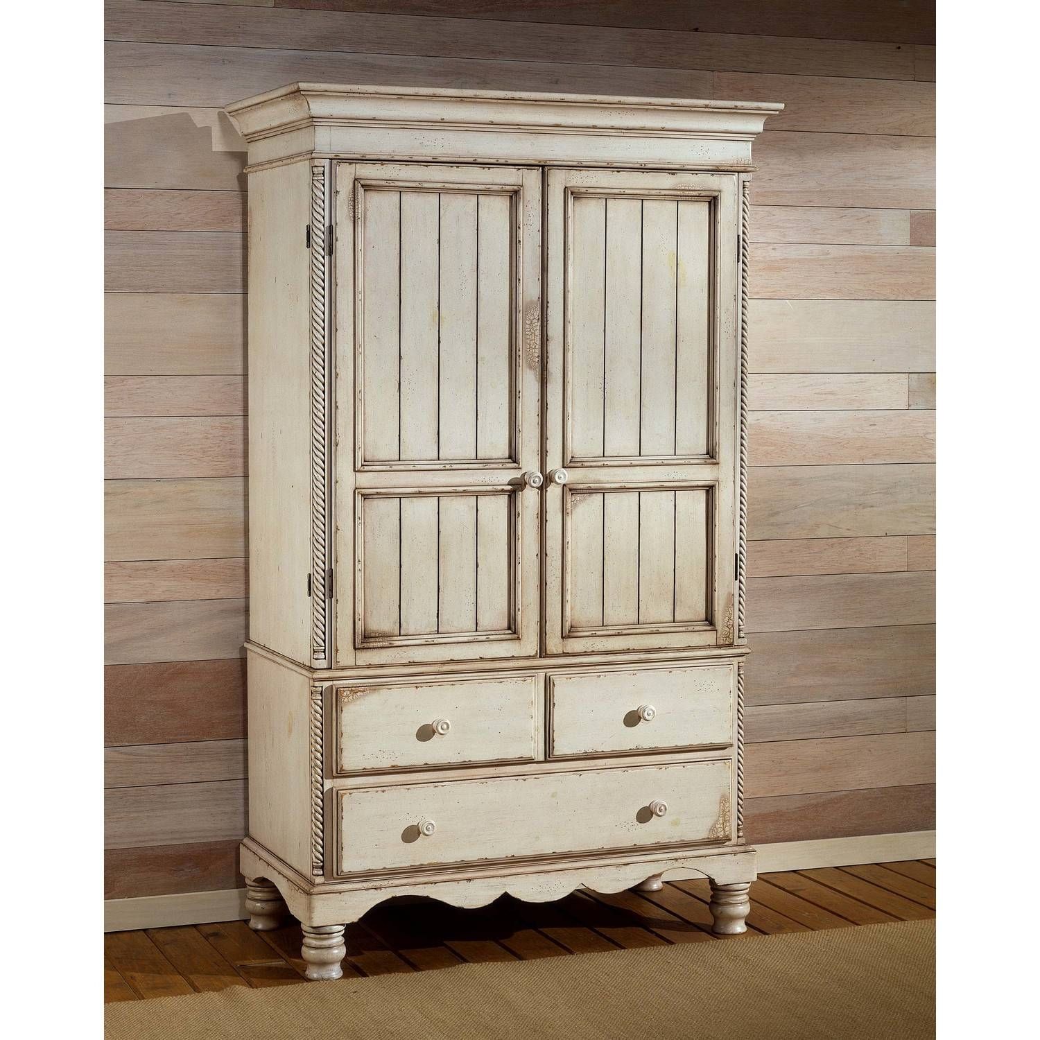 Furniture: Exciting Armoire Wardrobe For Interior Storage Design With Regard To Antique White Wardrobes (View 6 of 15)