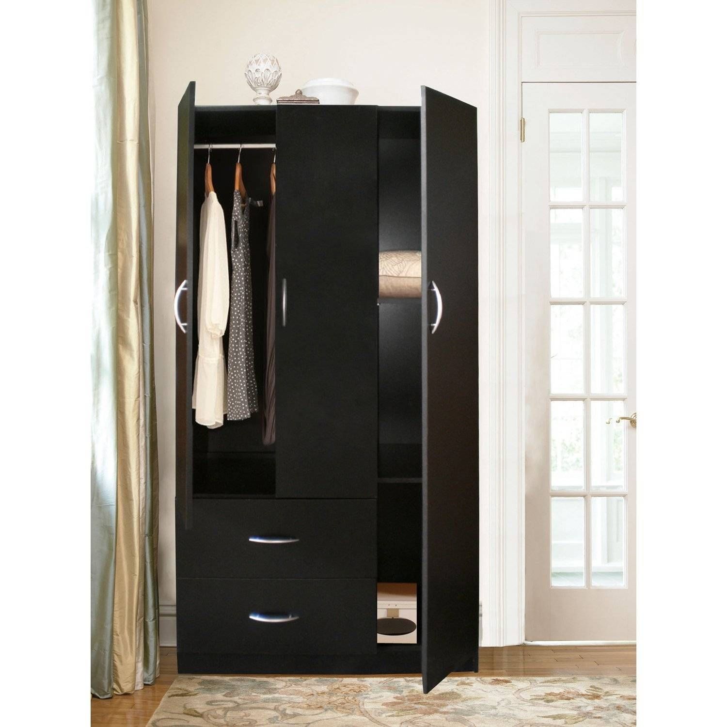 Furniture: Fancy Wardrobe Armoire For Wardrobe Organizer Idea Pertaining To 2 Door Wardrobe With Drawers And Shelves (View 22 of 30)