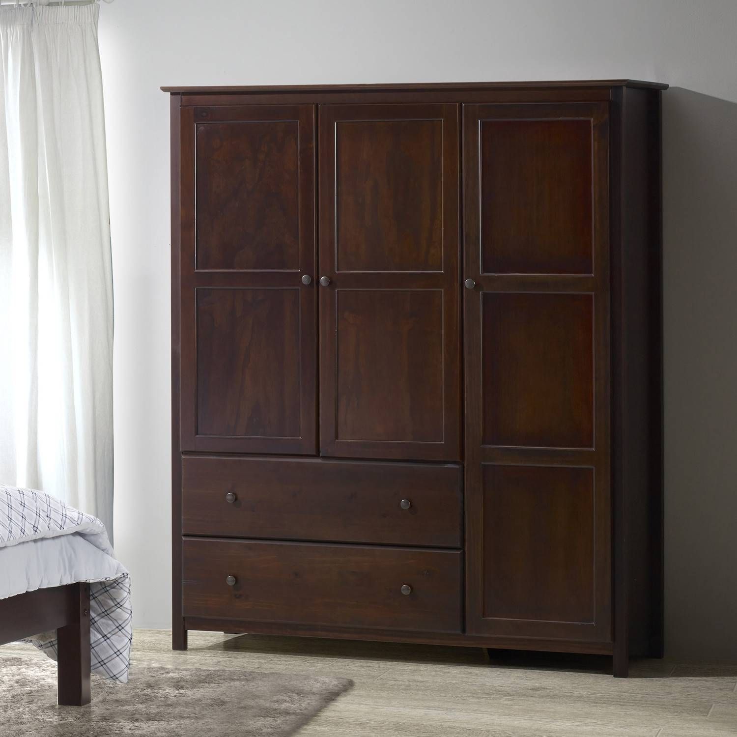 Furniture: Fancy Wardrobe Armoire For Wardrobe Organizer Idea Pertaining To Solid Dark Wood Wardrobes (Photo 29 of 30)