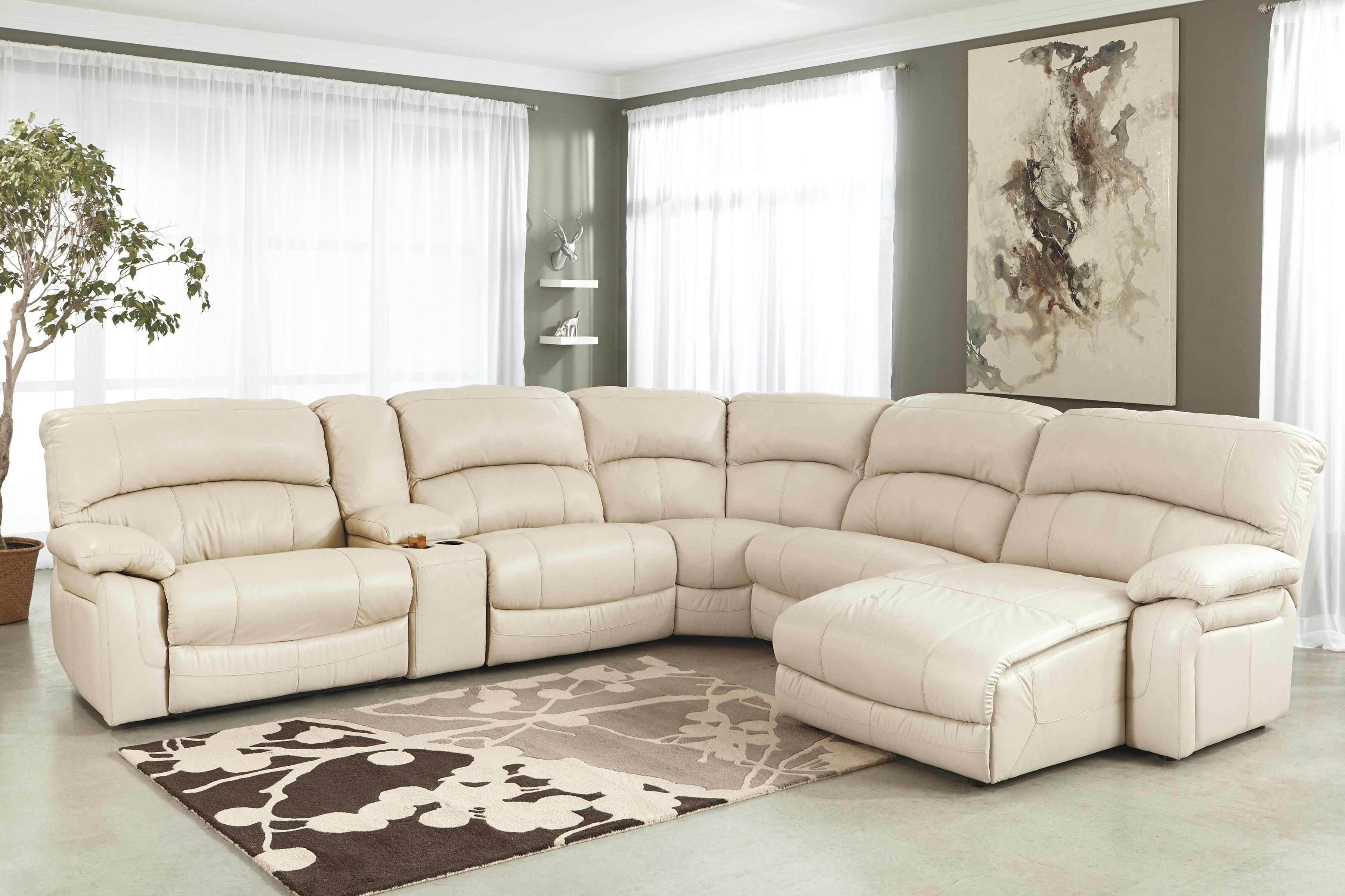 Furniture: Grey U Shaped Sectional Sofa With Nice Ottoman And Rug Throughout U Shaped Leather Sectional Sofa (View 3 of 25)