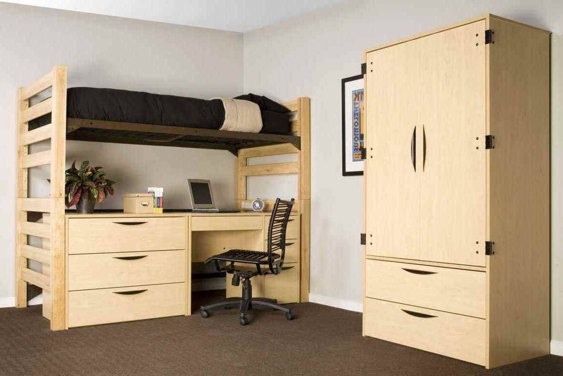 Furniture: Inspiring Dorm Furniture And Decoration With High With Wardrobes Above Bed (View 12 of 15)