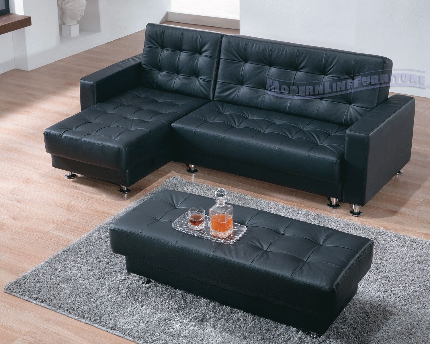 black leather sectional sleeper sofa