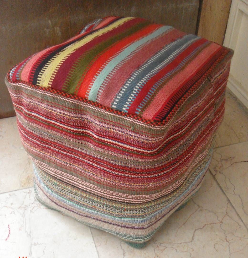 Furniture: Kilim Ottoman For Inspiring Attractive Living Furniture Inside Footstools And Pouffes (Photo 12 of 30)