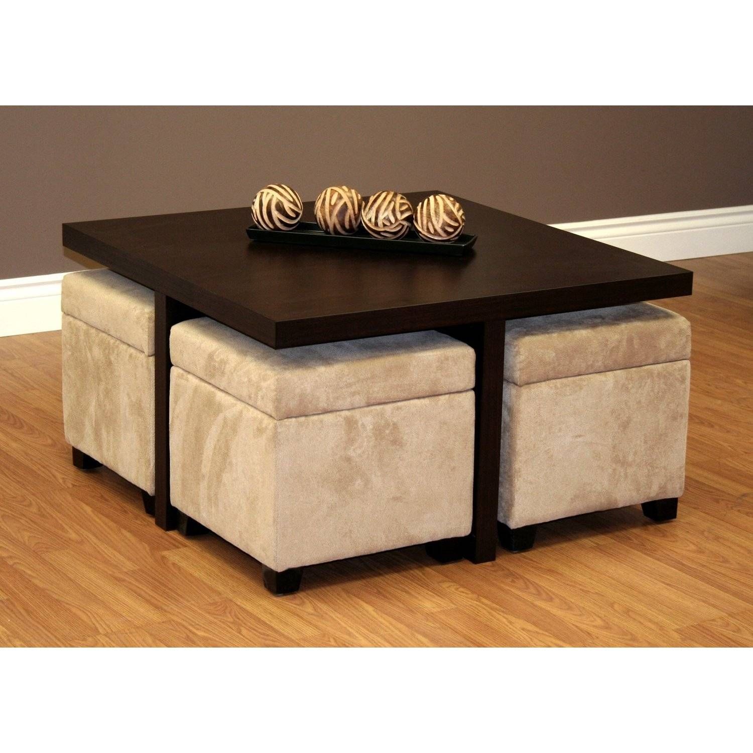 Furniture: Luxury Coffee Table With Stools For Living Room Within Square Wood Coffee Tables With Storage (View 18 of 30)