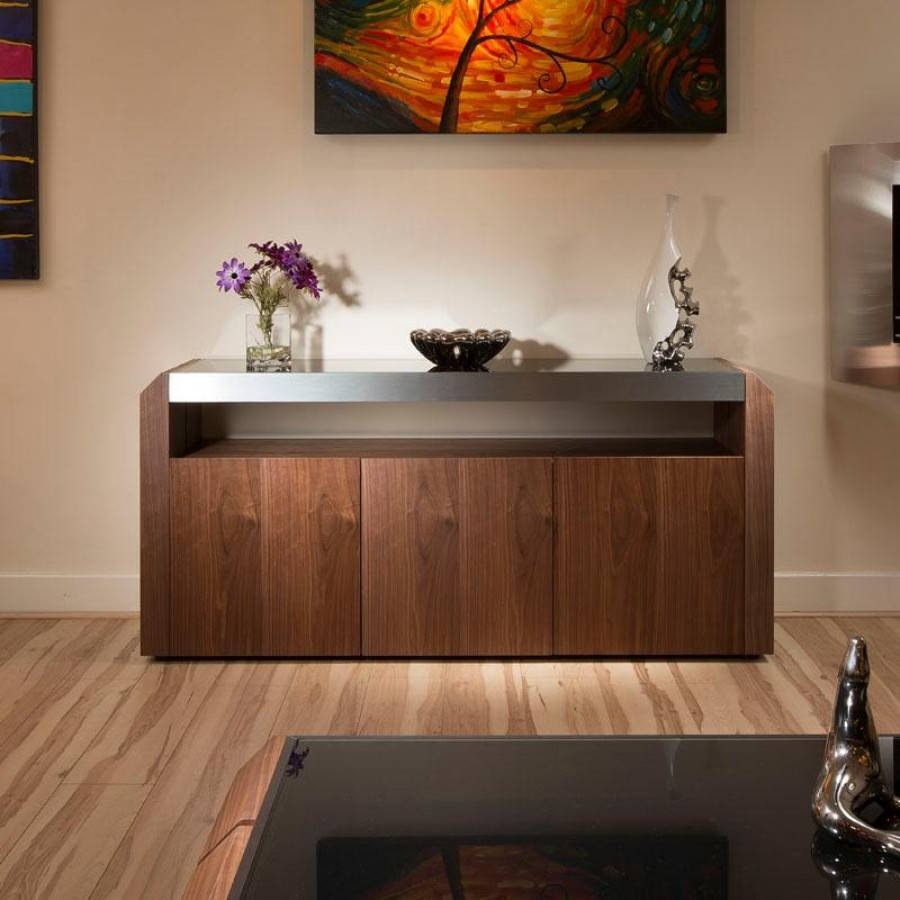 Furniture: Modern Walnut Sideboard Cabinet Buffet Black Glass With With Black And Walnut Sideboards (Photo 1 of 30)