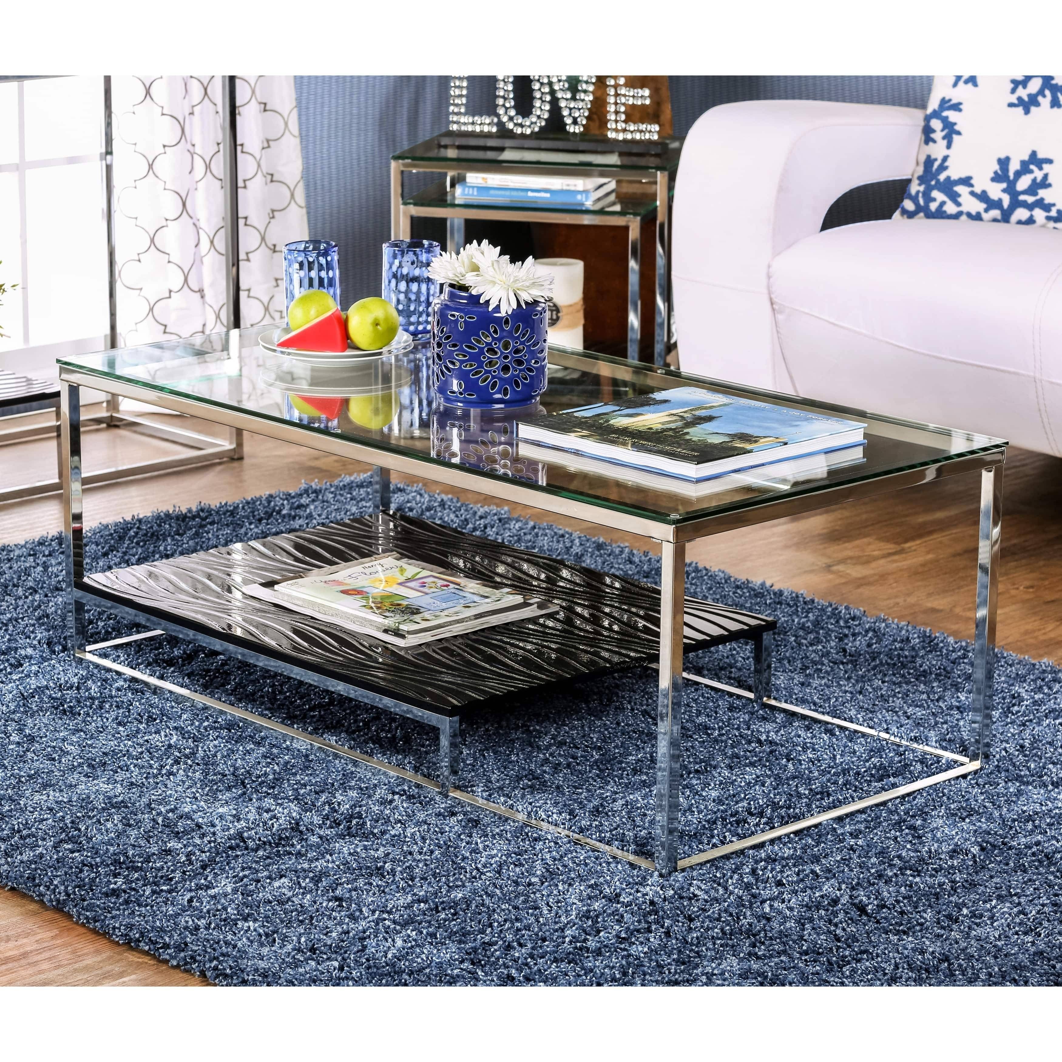 Furniture Of America Deitie Modern Chrome Coffee Table | Ebay In Modern Chrome Coffee Tables (View 26 of 30)