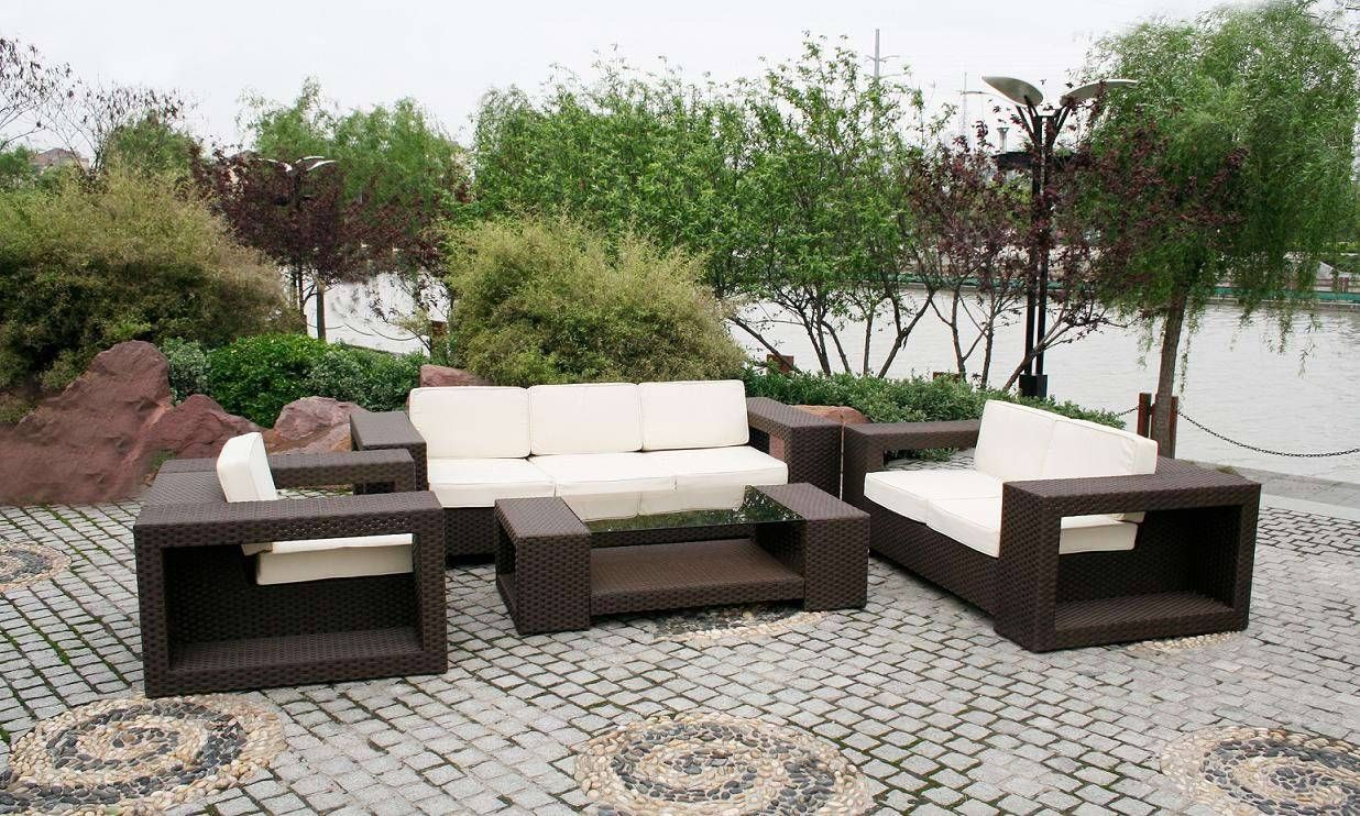 Furniture : Simple Garden Furniture With Dark Brown Rattan Seating Throughout Garden Sofa Covers (Photo 23 of 26)