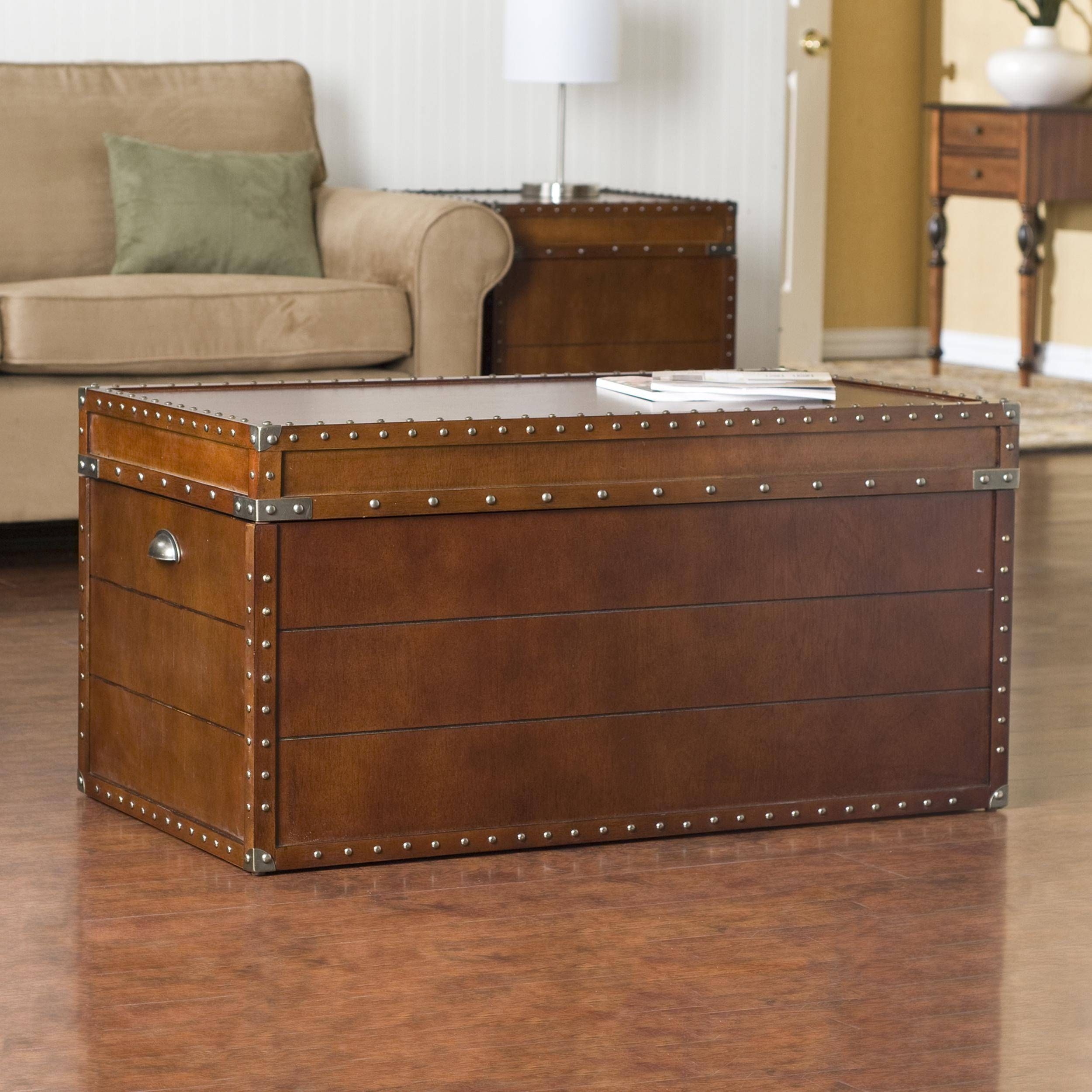 Furniture: Terrific Trunk End Tables For Traditional Living Room Inside Antique Glass Pottery Barn Coffee Tables (View 11 of 30)