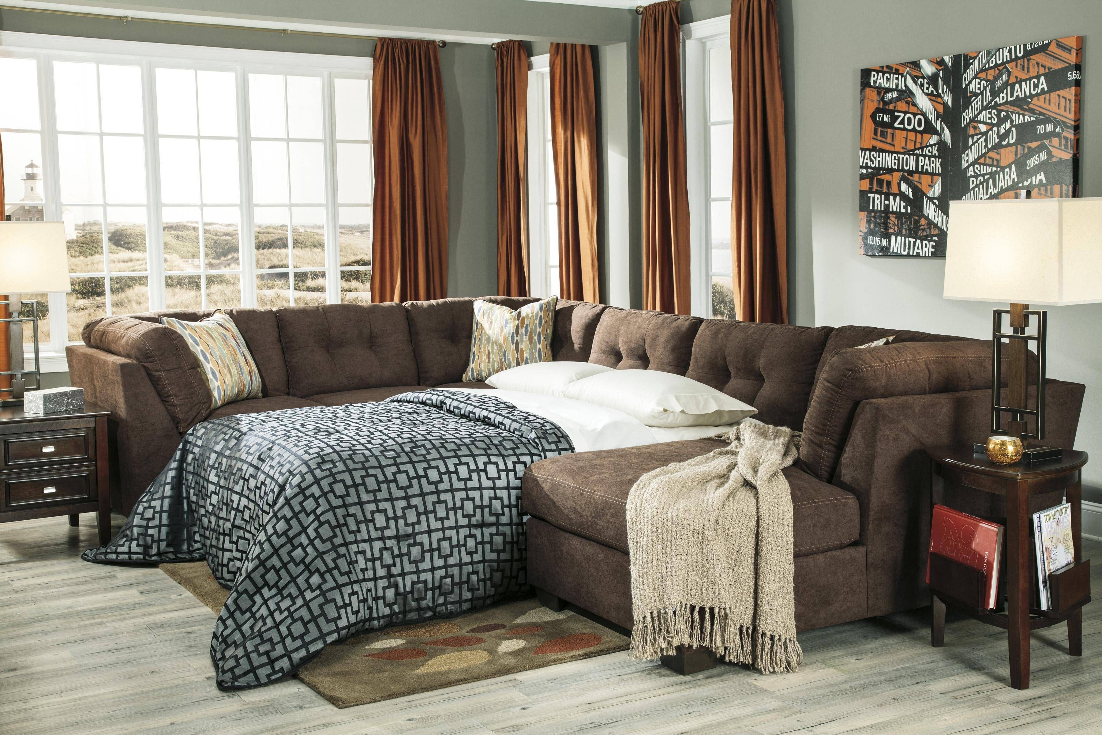 Furniture: Wondrous Alluring Sectional With Sleeper For Home Within 3 Piece Sectional Sleeper Sofa (View 13 of 30)
