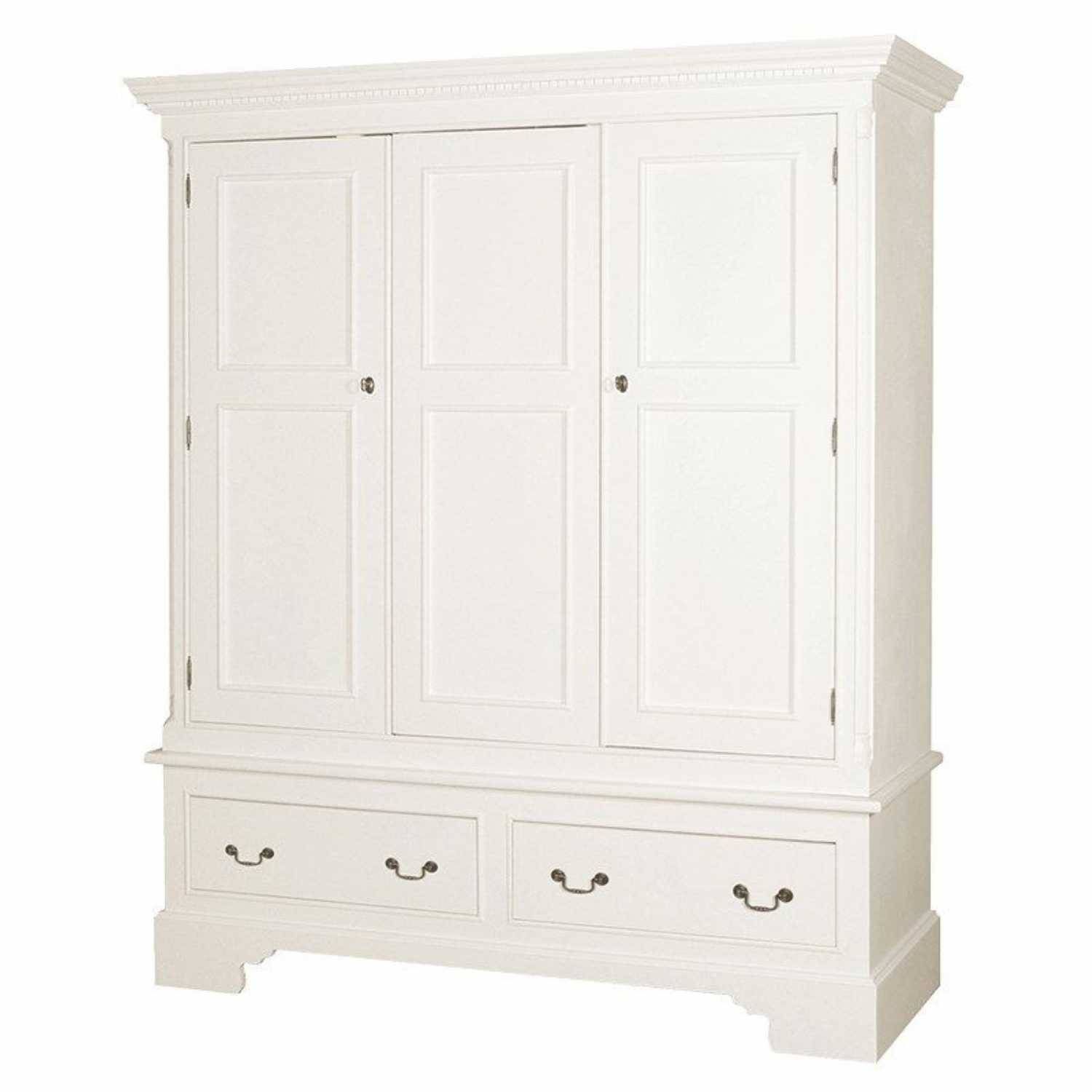 Georgian Shabby Chic White Painted Small Double Wardrobe With Drawer Regarding Shabby Chic White Wardrobes (View 6 of 15)