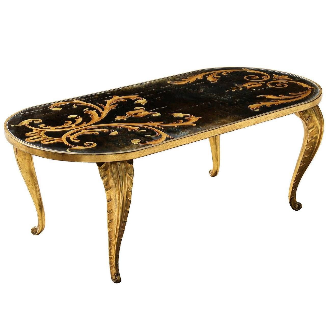 Gilt Oblong Coffee Table, France, Circa 1950 For Sale At 1stdibs Within Oblong Coffee Tables (View 23 of 30)