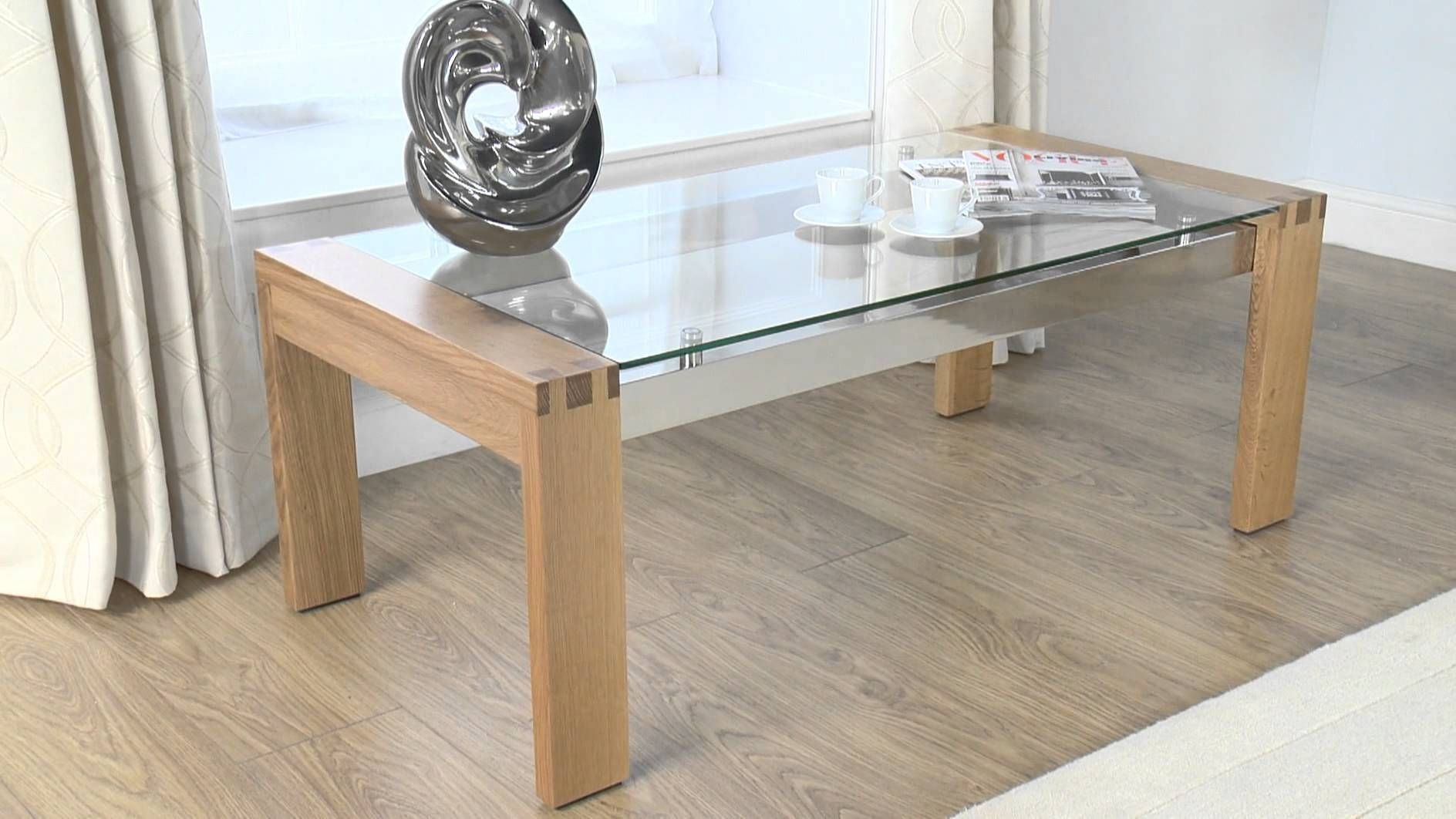 Glass Coffee Table: Cannes Glass/oak Coffee Table – Youtube With Oak And Glass Coffee Tables (View 2 of 30)