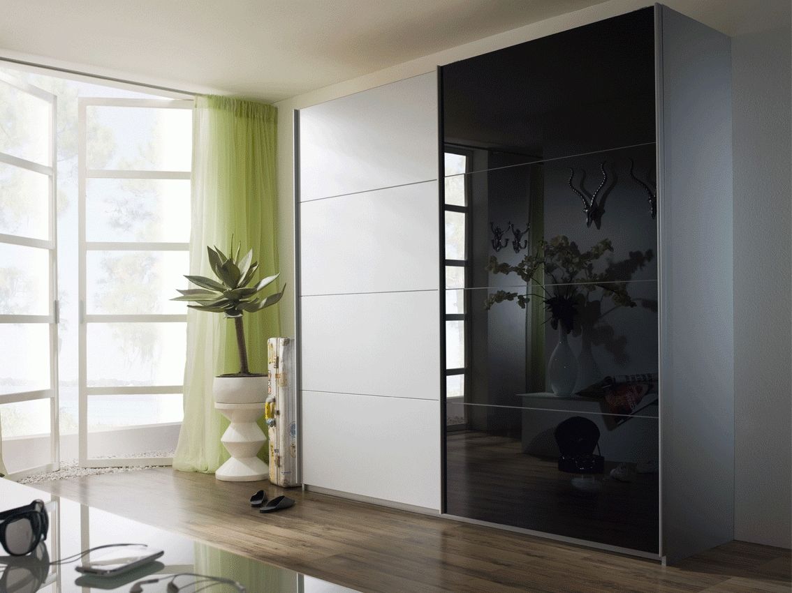Glass Sliding Wardrobe Doors With Minimalist Style : Home Design Intended For Dark Wood Wardrobe Sliding Doors (View 9 of 30)