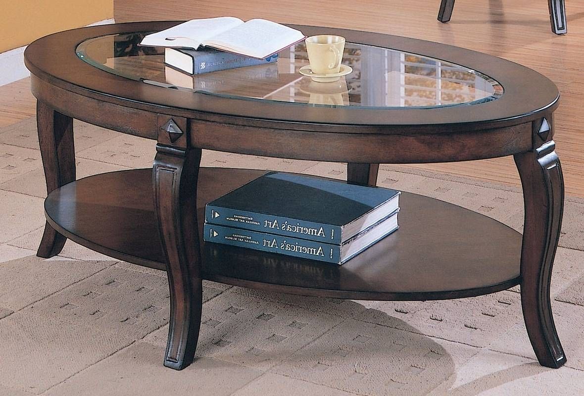 Glass Top Coffee Table Oval Glass U203a Oval Glass Top Coffee Regarding Oval Glass And Wood Coffee Tables (Photo 7 of 30)