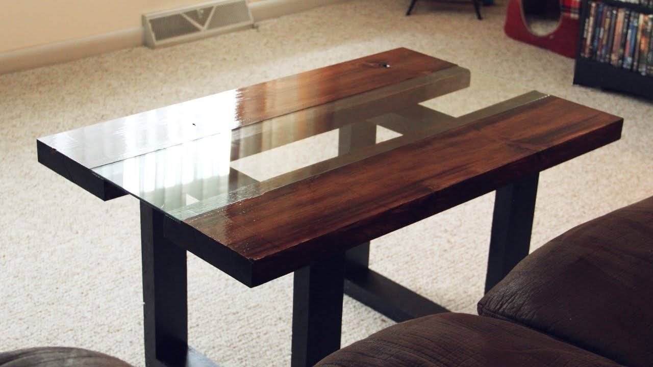 Glass & Wood Coffee Table With Faux Metal Legs – Youtube In Wooden And Glass Coffee Tables (View 1 of 30)