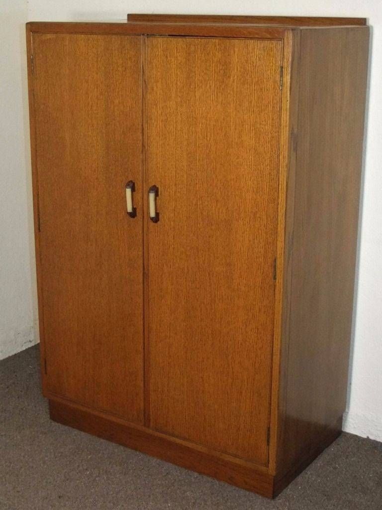 Golden Oak Vintage Art Deco Small Tallboy Wardrobe Free Delivery With Small Tallboy Wardrobes (View 6 of 15)