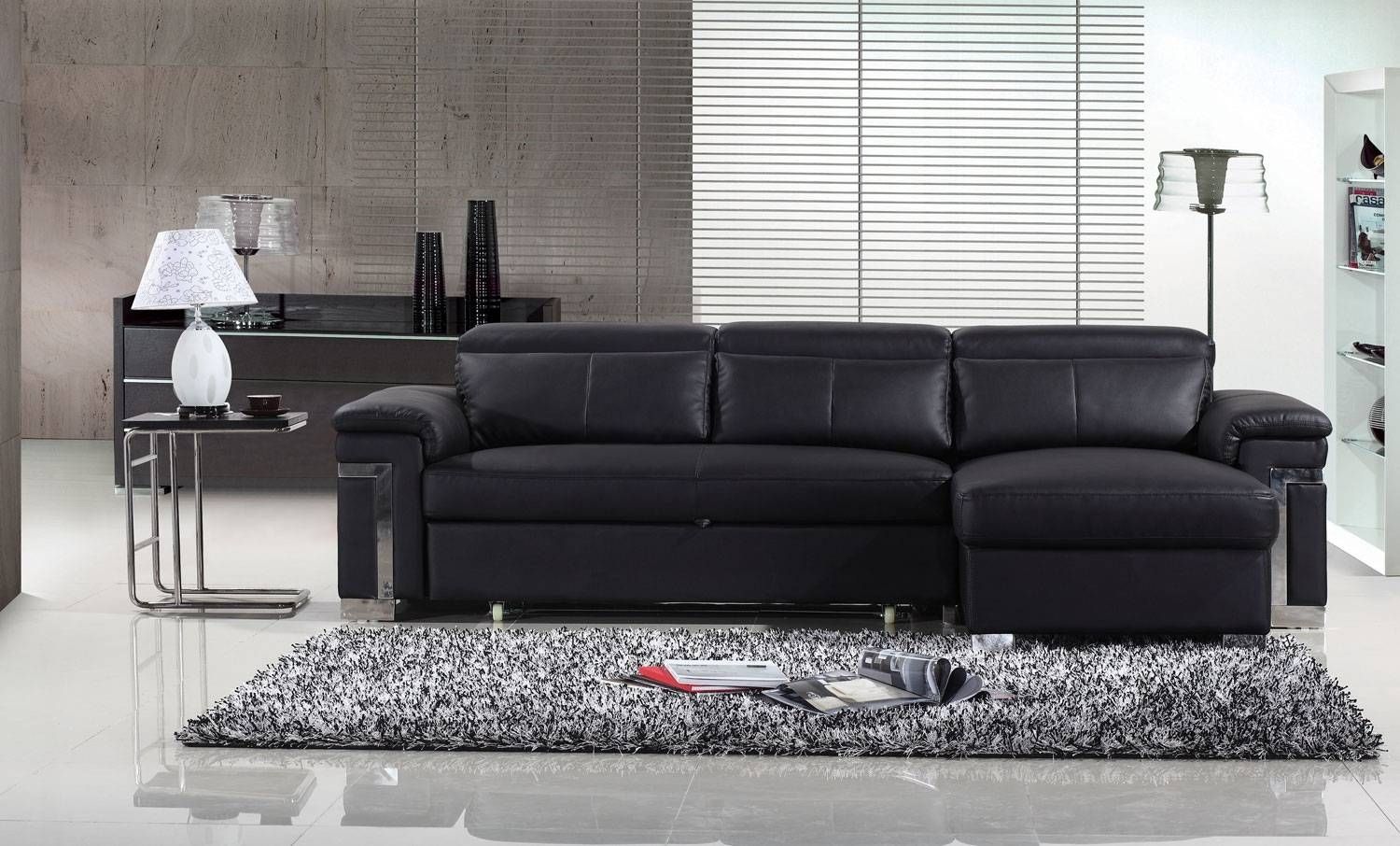 Gordon Black Leather Sofa. Black (View 26 of 30)