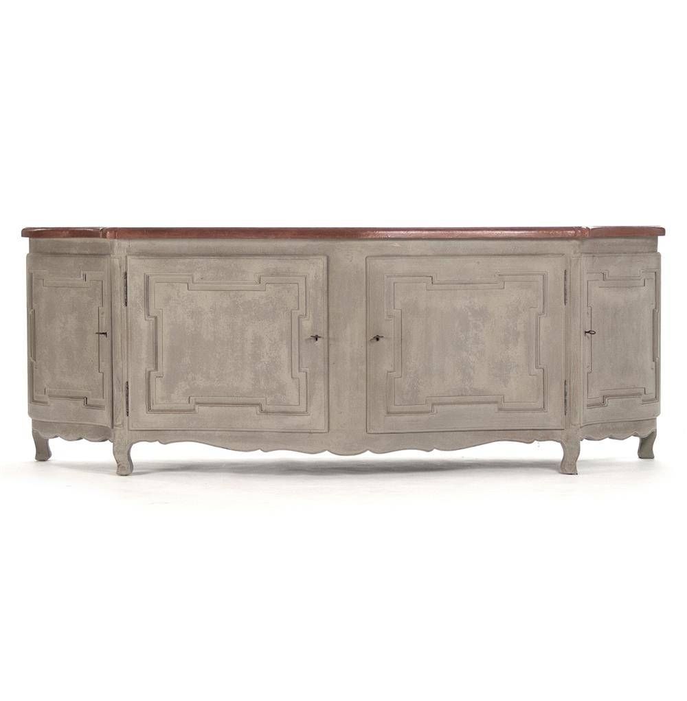 Grenelle French Country Style Antique Grey Long Sideboard Chest Within French Style Sideboards (View 26 of 30)