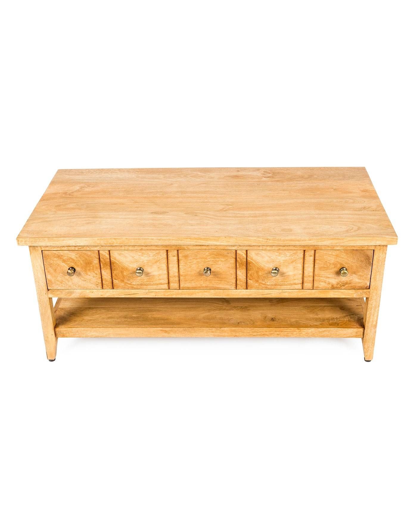 Groove Solid Mango Wood Coffee Table With Drawers – Oak Shade Inside Mango Wood Coffee Tables (View 12 of 30)