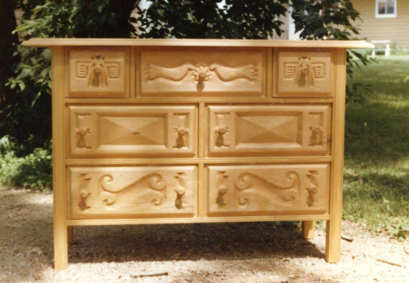 Hand Crafted Hand Carved Mexican Wooden Drawer Chestjose Eguez Within Mexican Sideboards (Photo 1 of 30)
