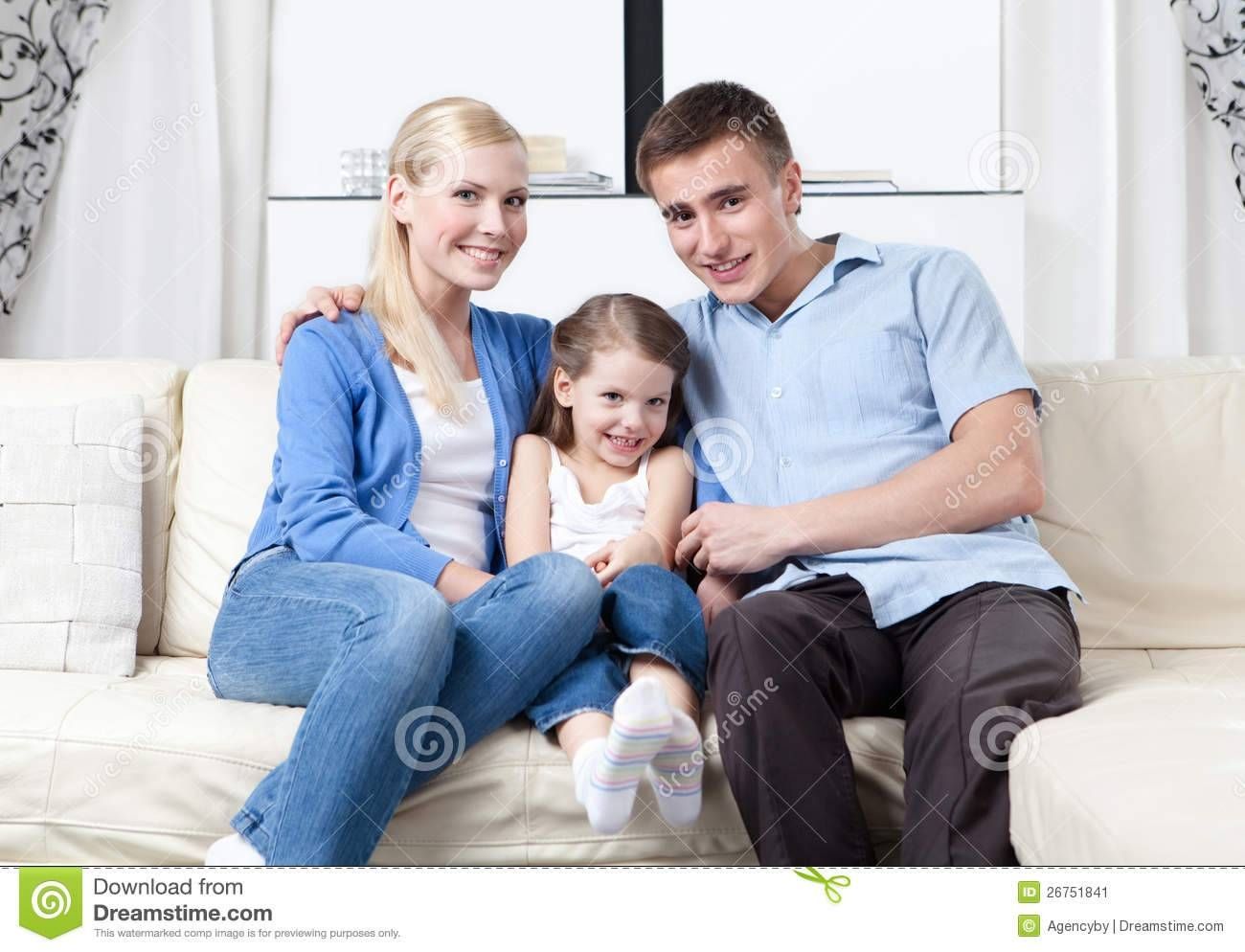 Happy Family Hug Each Other On The Sofa Stock Image – Image: 26751841 With Regard To Family Sofa (Photo 15 of 30)