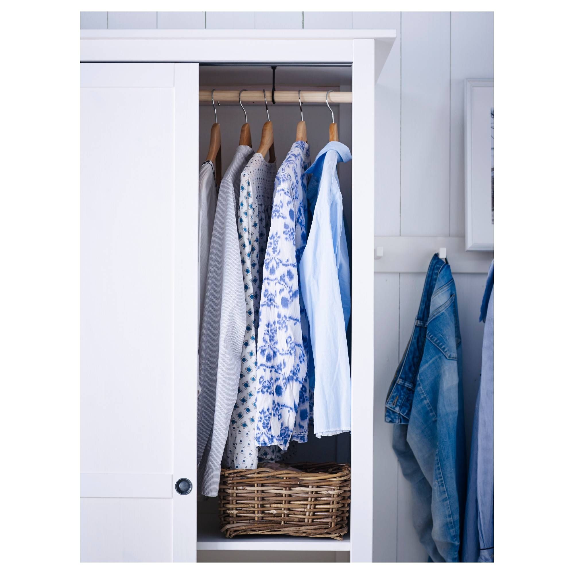 Hemnes Wardrobe With 2 Sliding Doors White Stain 120x197 Cm – Ikea With Wardrobes With 2 Sliding Doors (Photo 11 of 15)