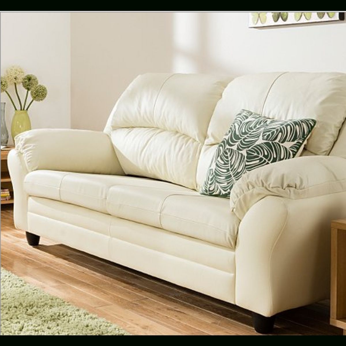 Hereford Large Leather Sofa And Two Chair's Ivory – Furnico Village Inside Ivory Leather Sofas (Photo 1 of 30)