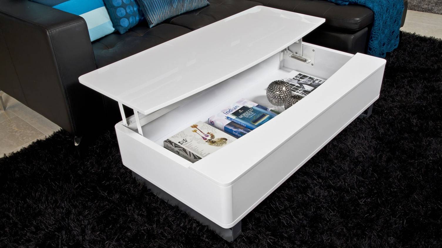 High Gloss White Coffee Table With Storage | Coffee Tables Decoration With White Coffee Tables With Storage (Photo 1 of 30)