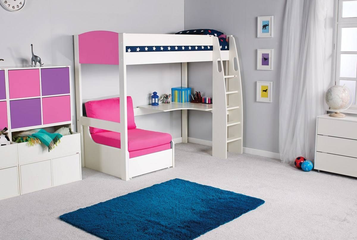 High Sleeper Bed With Futon And Desk | Roselawnlutheran Pertaining To High Sleeper With Sofa And Desk (Photo 1 of 25)