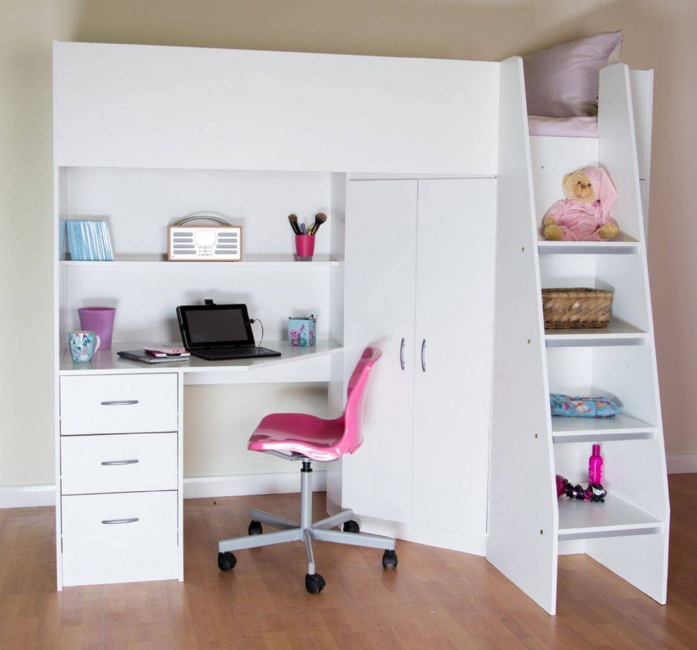 High Sleeper Cabin Bed, With Desk And Wardrobe. Calder M2270 With Regard To Kids Cabin Beds With Wardrobes (Photo 1 of 15)