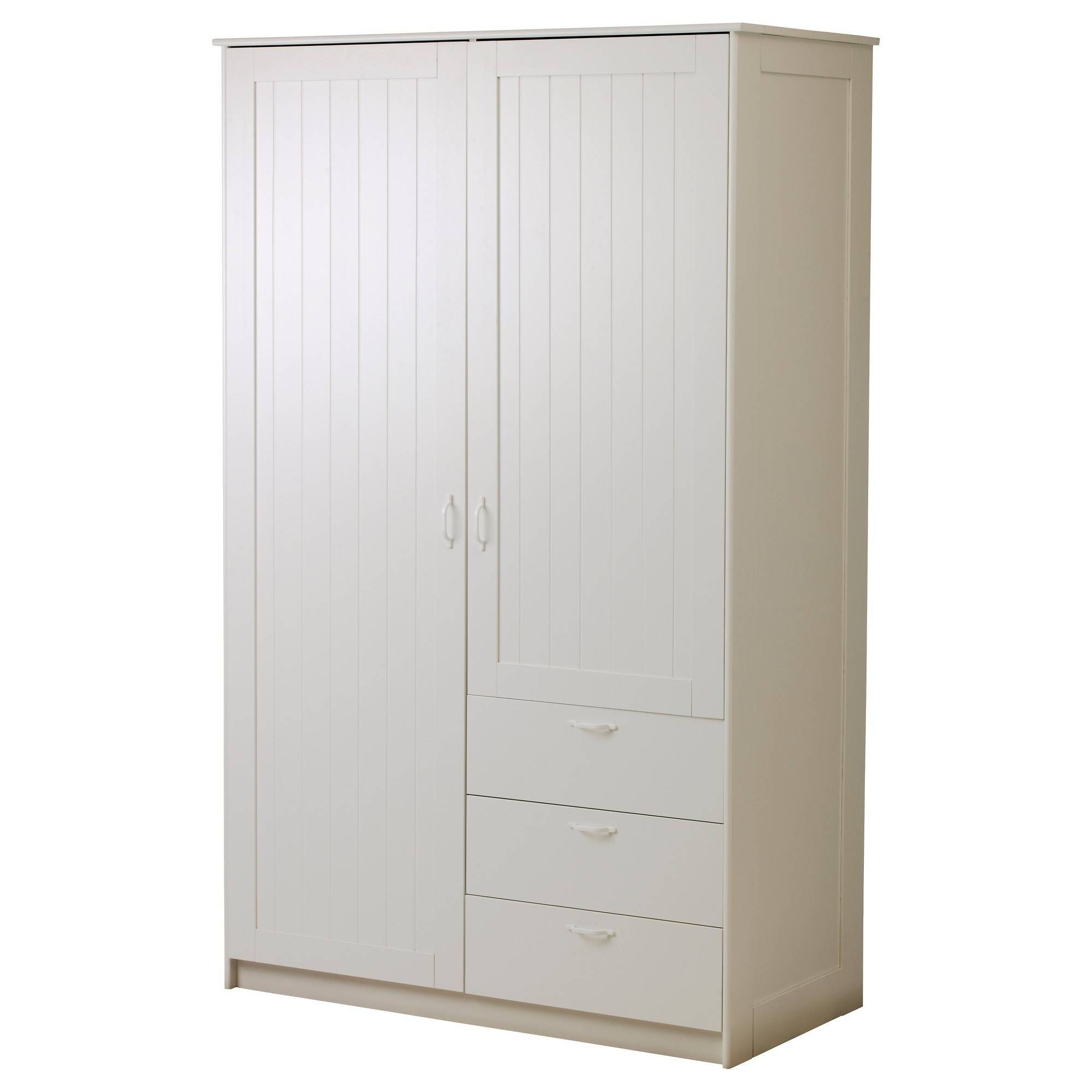 High White Wooden Wardrobe With Storage Also Three Drawers On The Regarding White Wooden Wardrobes (View 12 of 15)