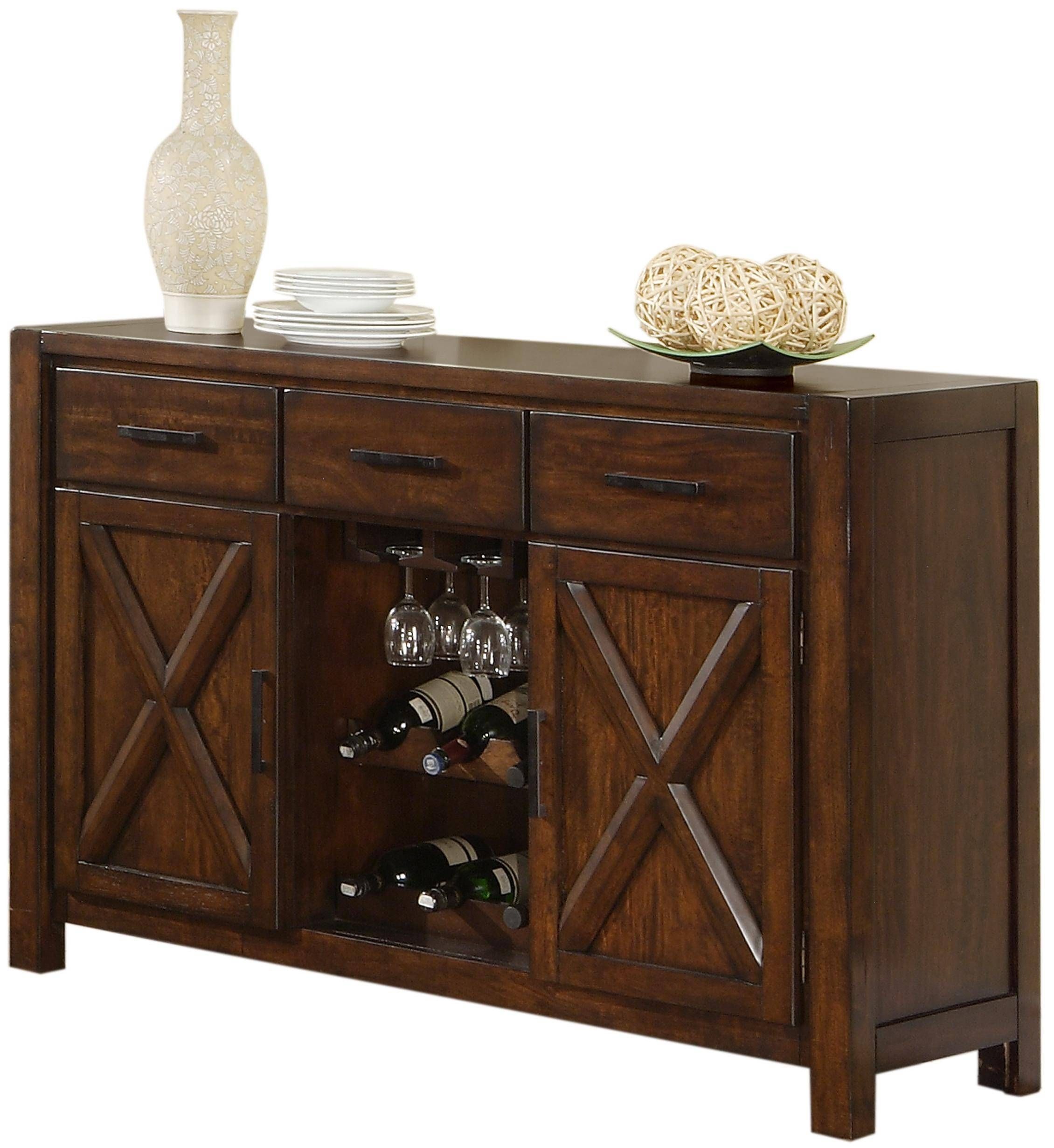 Holland House Lakeshore Dining Sideboard W/ Wine Rack And Stem For Sideboards With Wine Racks (Photo 16 of 30)
