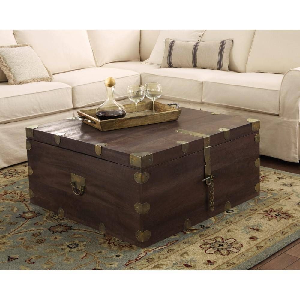 Home Decorators Collection Langston Dark Caffe Built In Storage With Square Storage Coffee Tables (Photo 19 of 30)