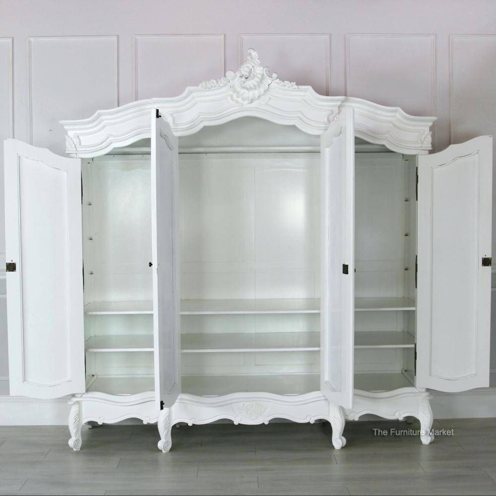 Home Goods Jewelry Armoire French Rococo White Mirrored 2 Door For French Armoires And Wardrobes (View 5 of 15)