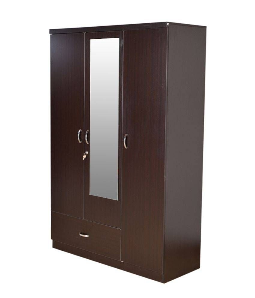 Hometown Utsav 3 Door Wardrobe With Mirror: Buy Online At Best With Regard To Cheap Wardrobes With Mirrors (View 14 of 15)